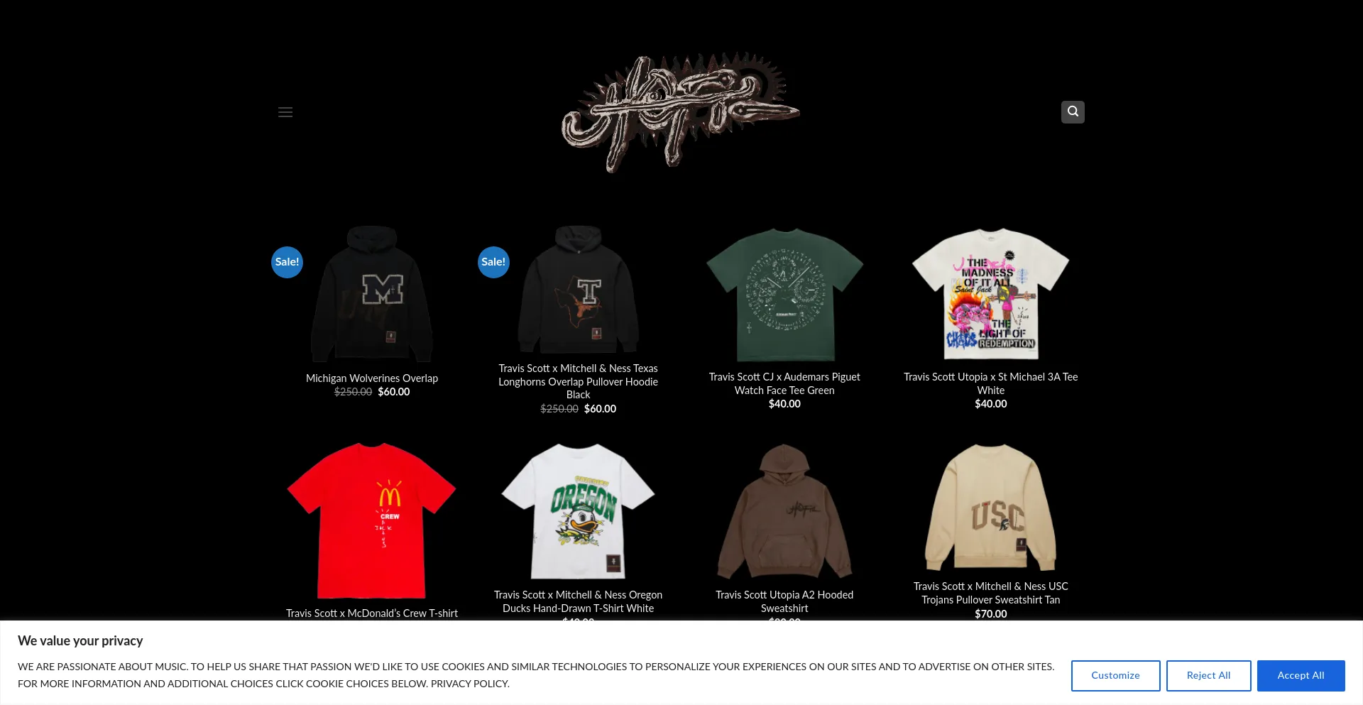 Screenshot of stores-travisscott.com homepage