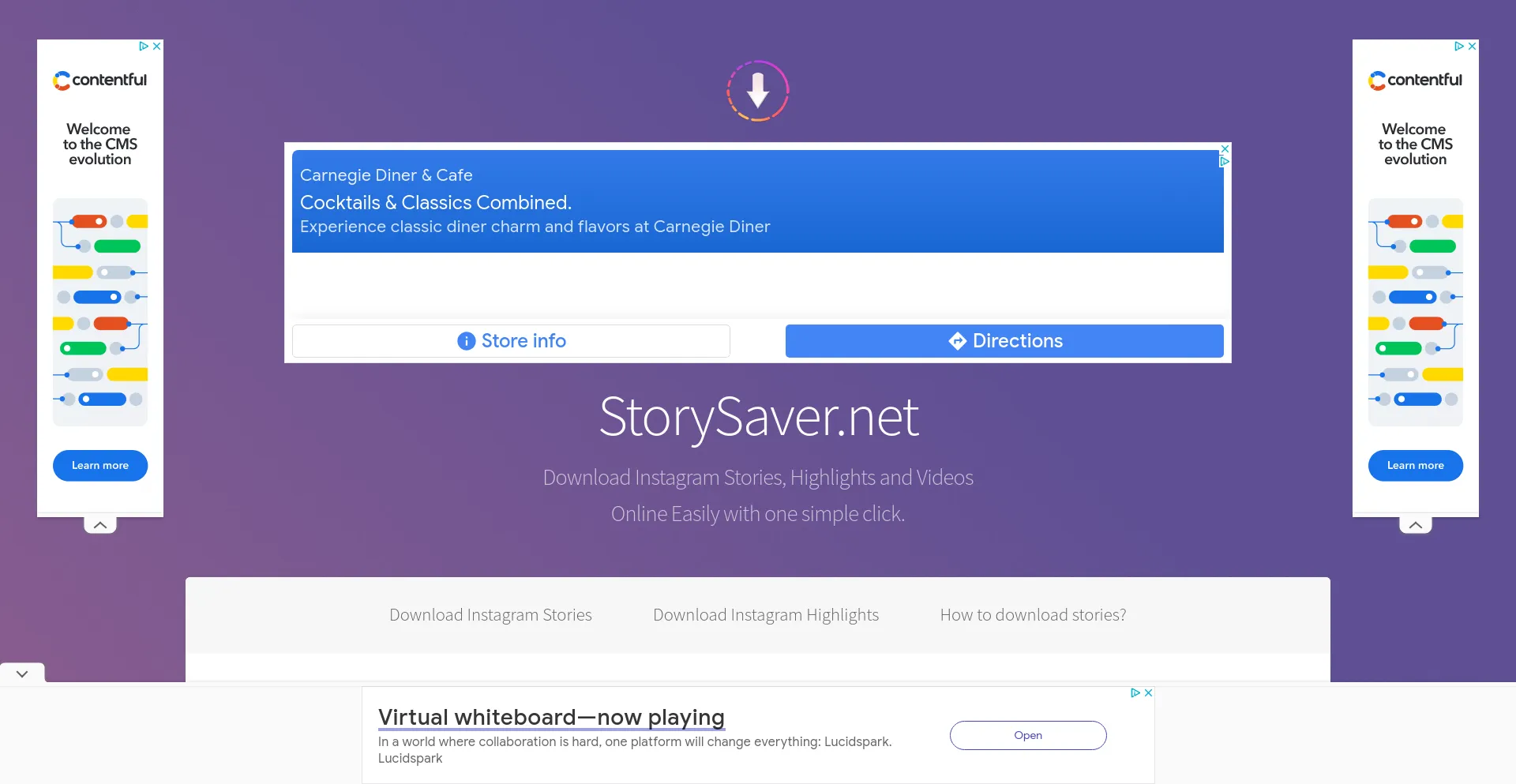 Screenshot of storysaver.net homepage