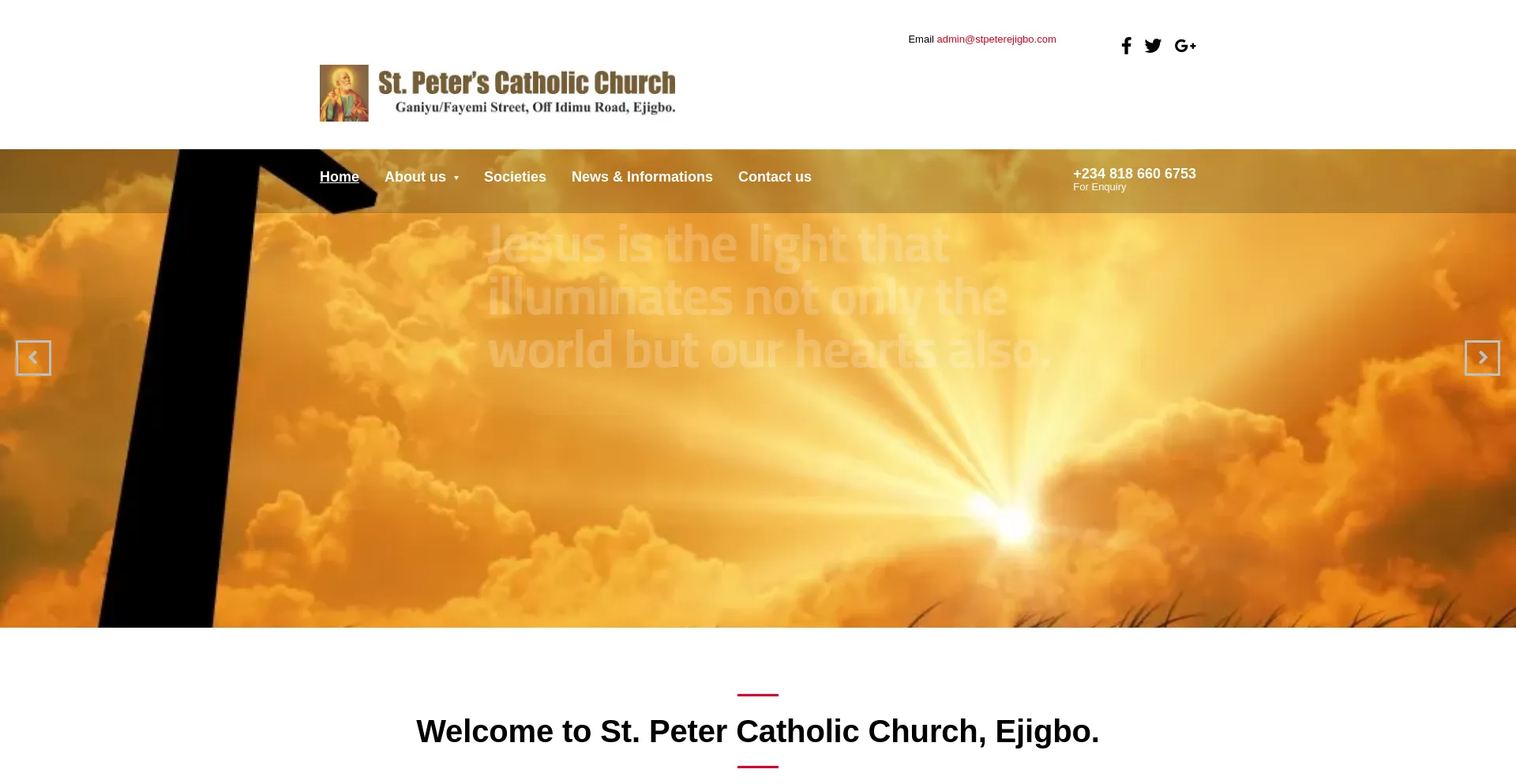 Screenshot of stpeterejigbo.com homepage