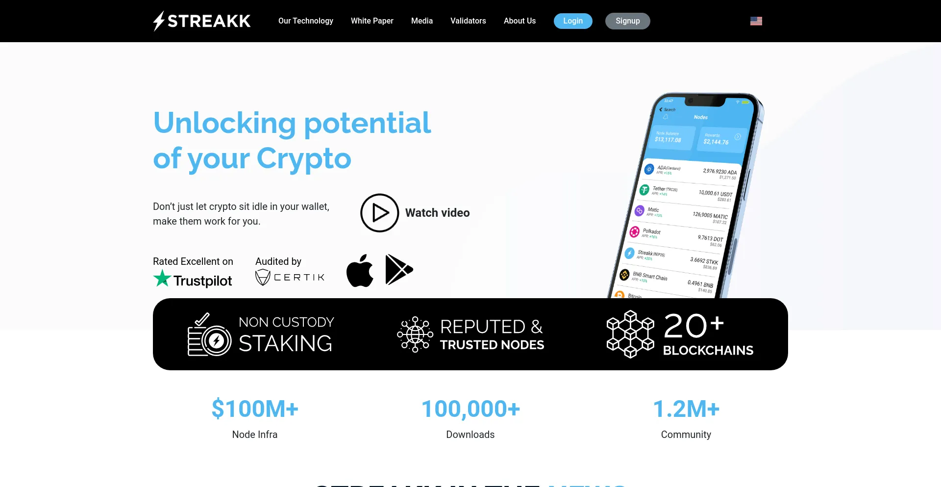 Screenshot of streakk.io homepage
