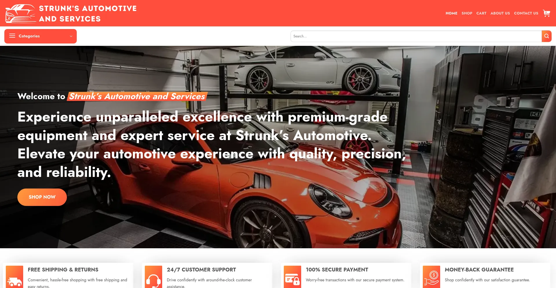 Screenshot of strunksautomotiveandservices.shop homepage