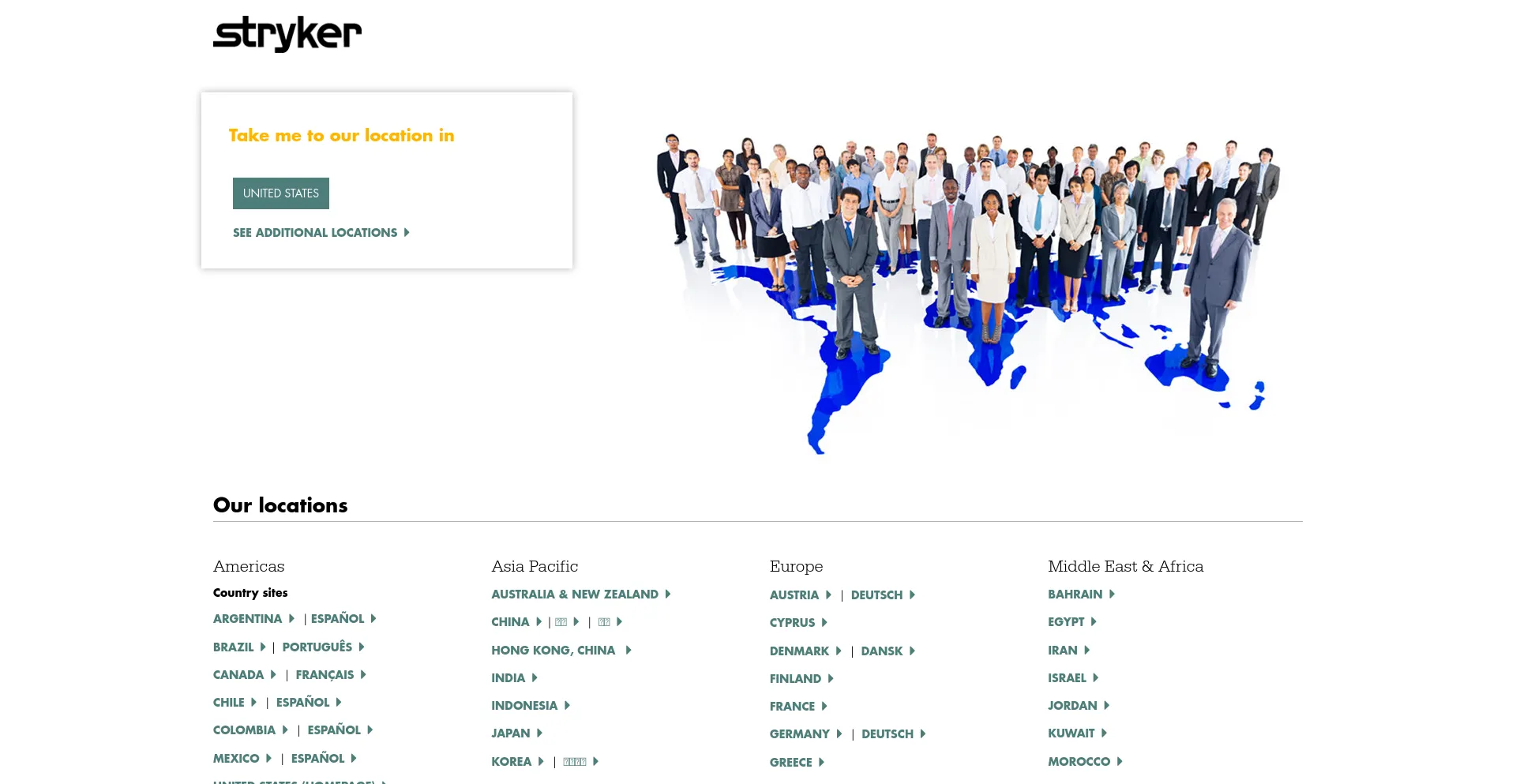 Screenshot of stryker.com homepage