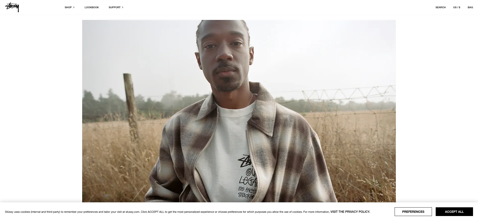 Screenshot of stussy.com homepage