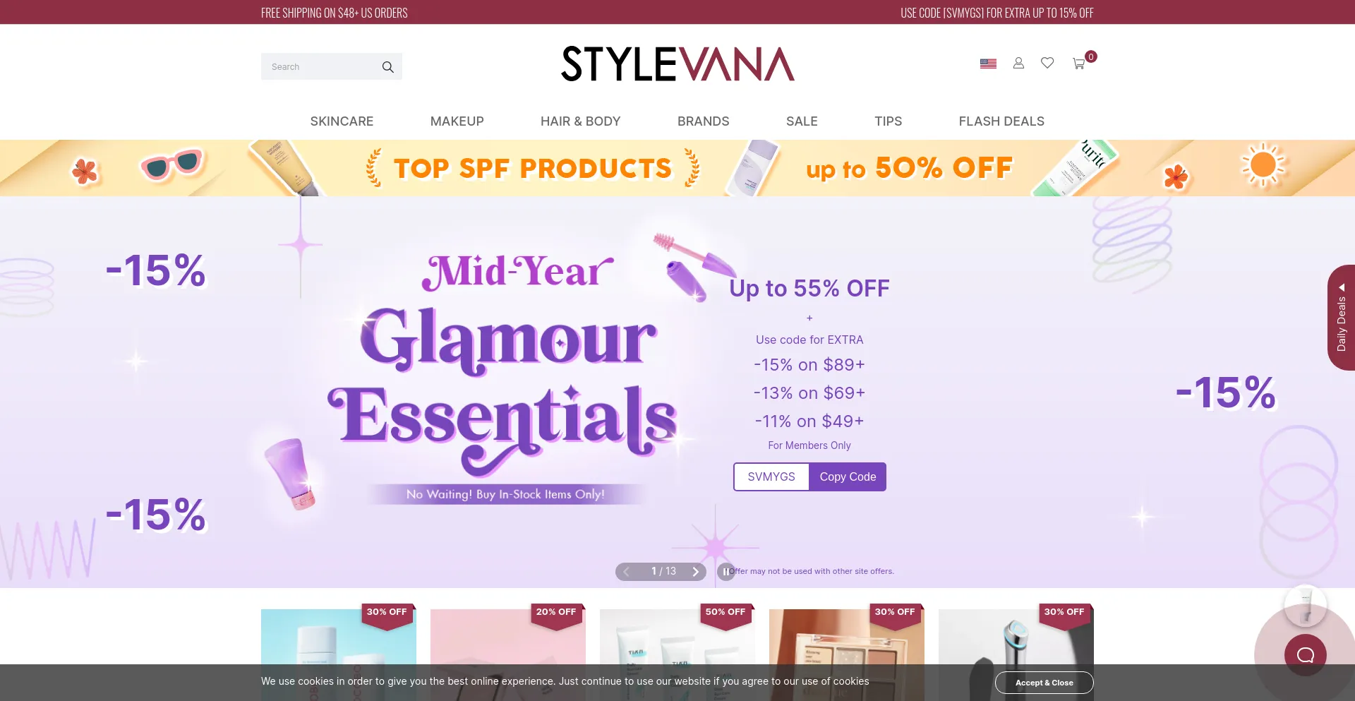 Screenshot of stylevana.com homepage