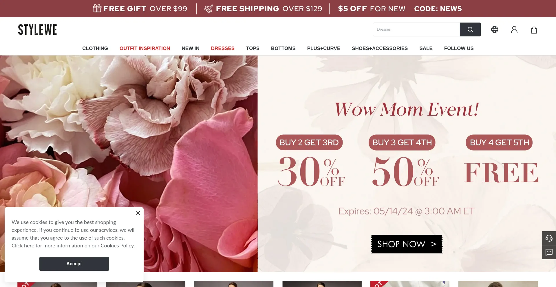 Screenshot of stylewe.com homepage