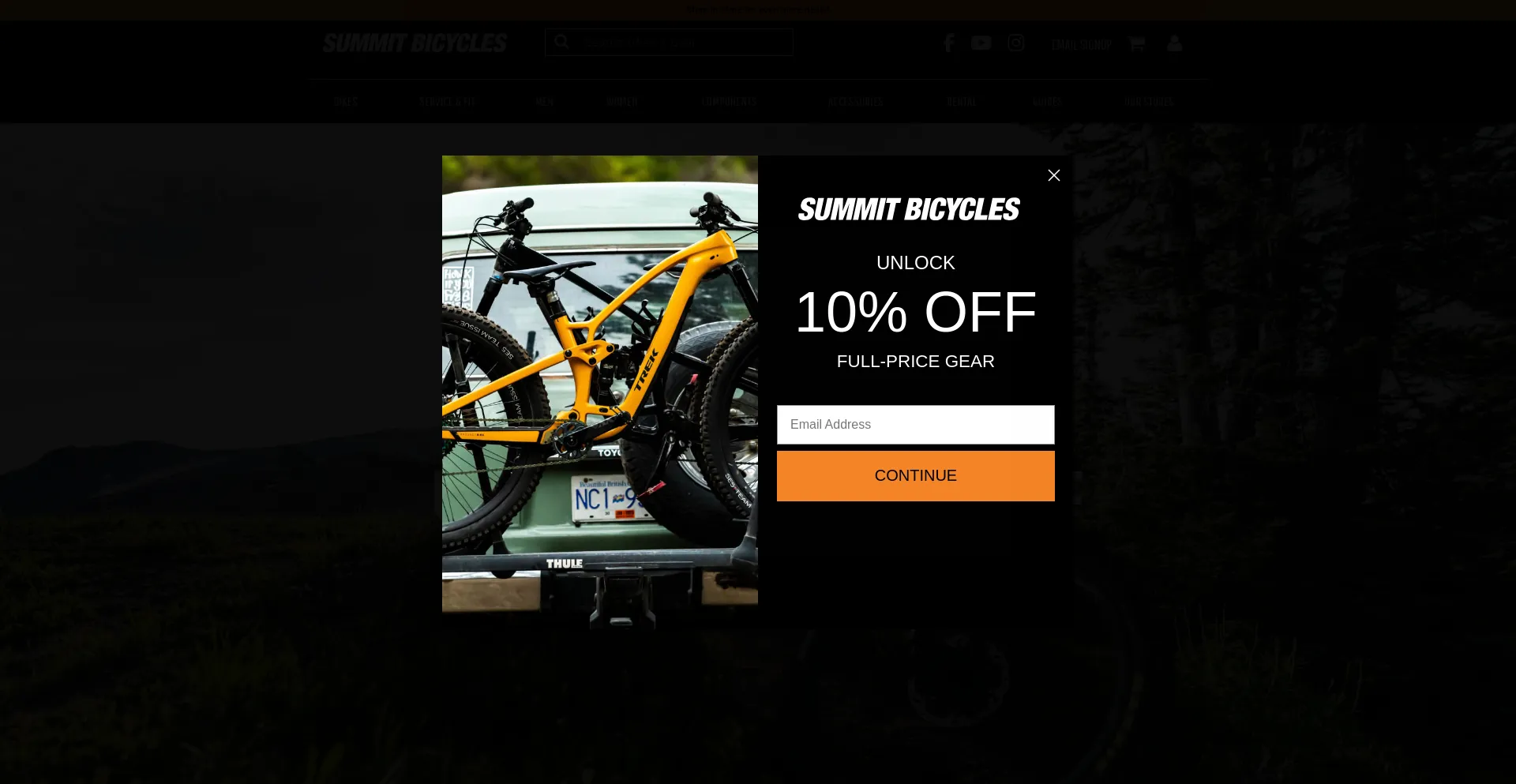 Screenshot of summitbicycles.com homepage