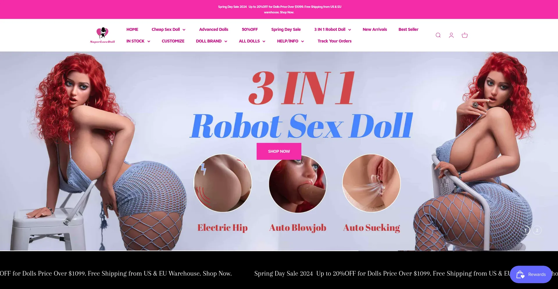 Screenshot of superlovedoll.com homepage