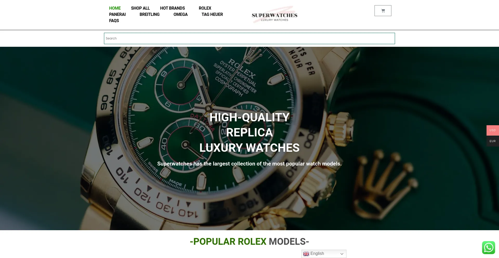 Screenshot of superwatches.store homepage