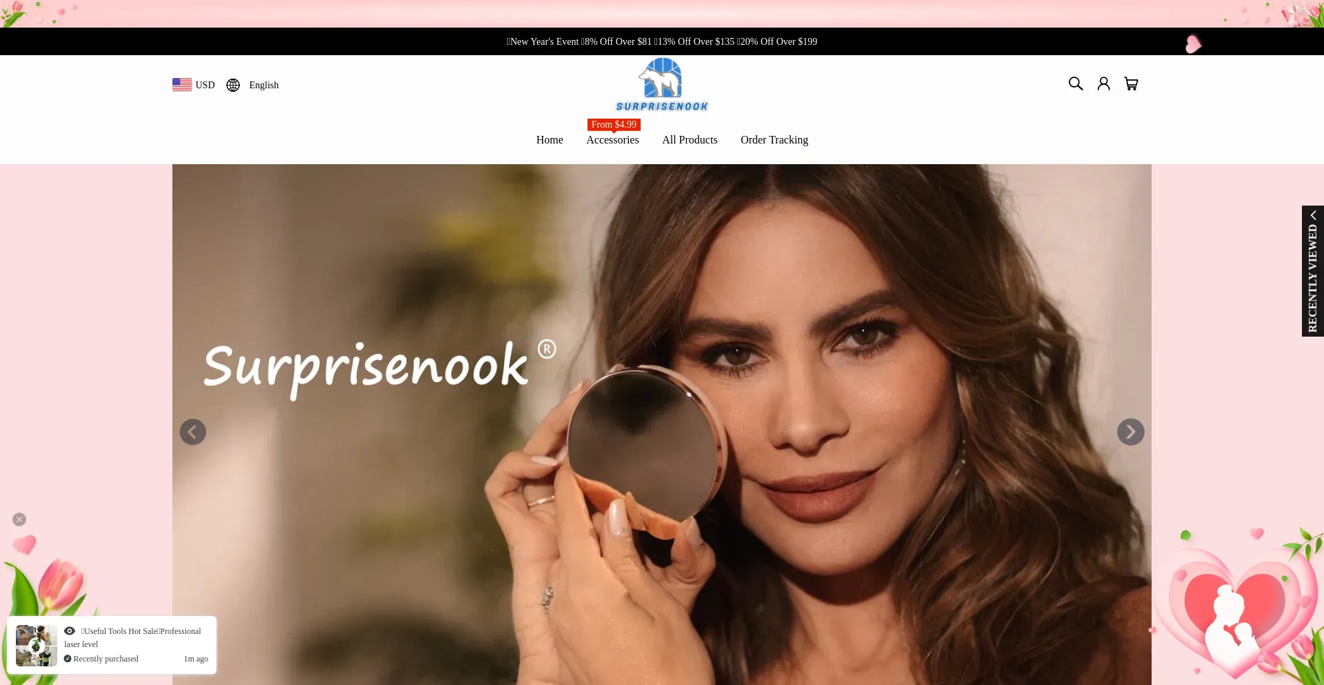 Screenshot of surprisenook.com homepage