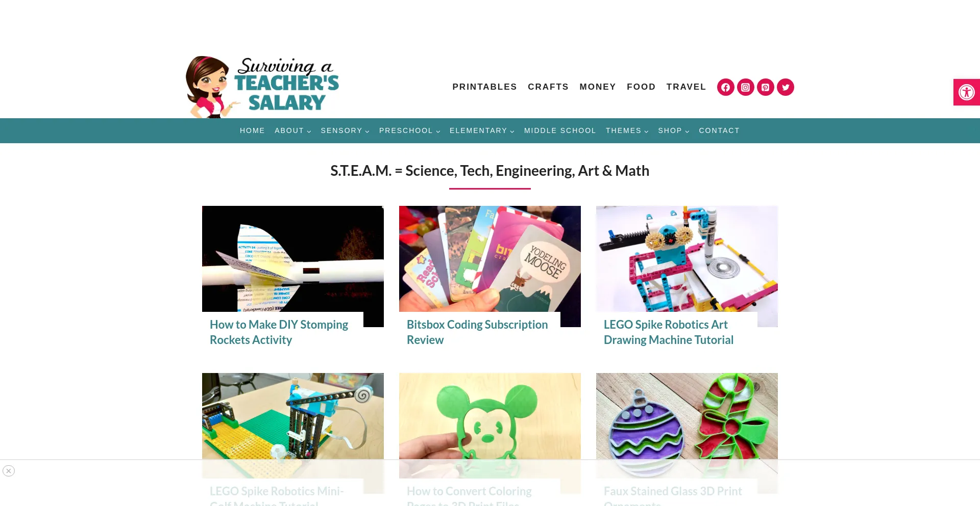 Screenshot of survivingateacherssalary.com homepage