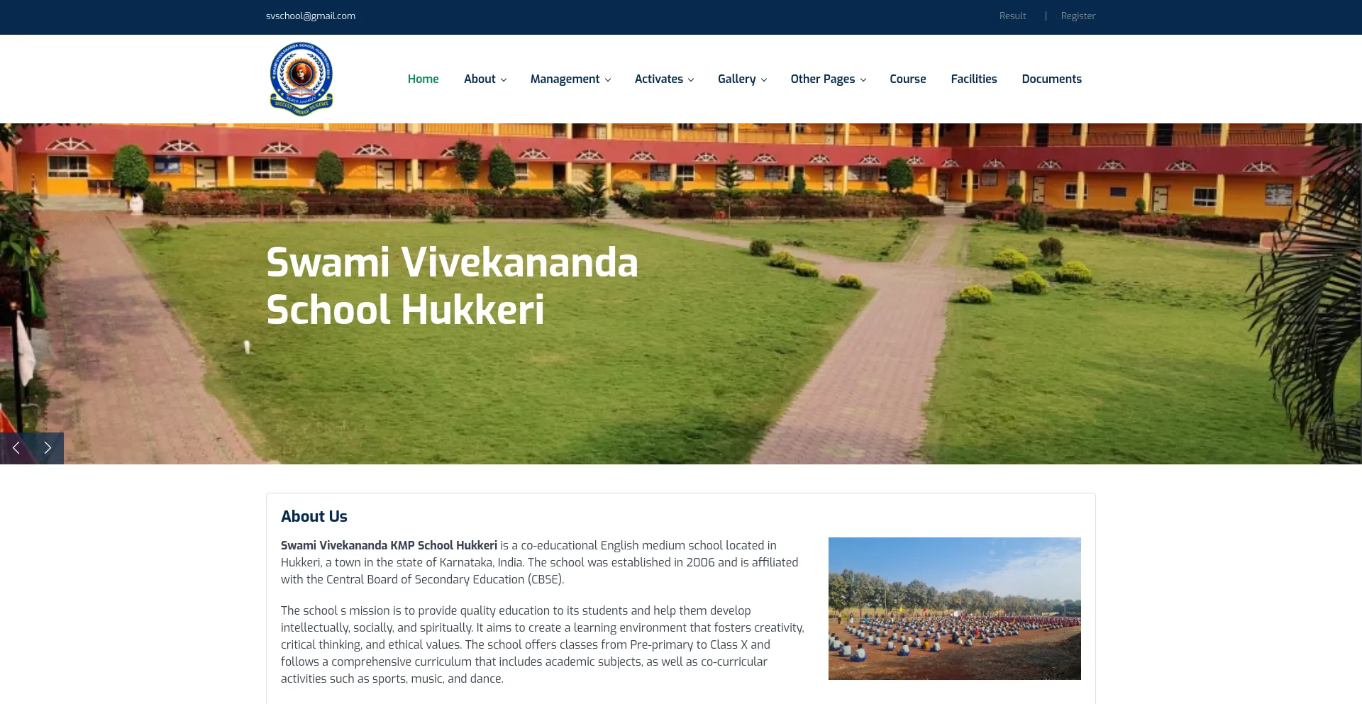 Screenshot of svschool.in homepage