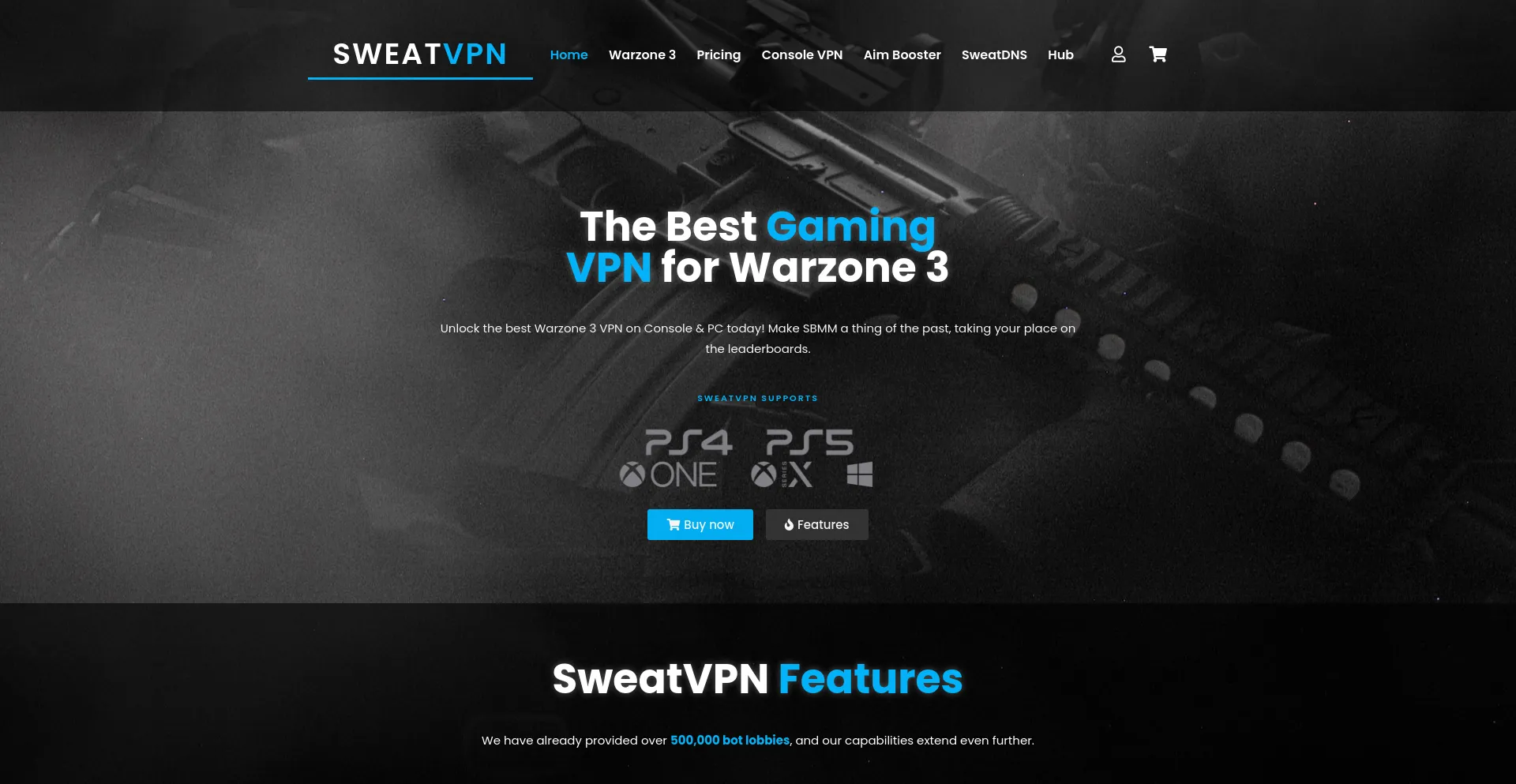 Screenshot of sweatvpn.com homepage