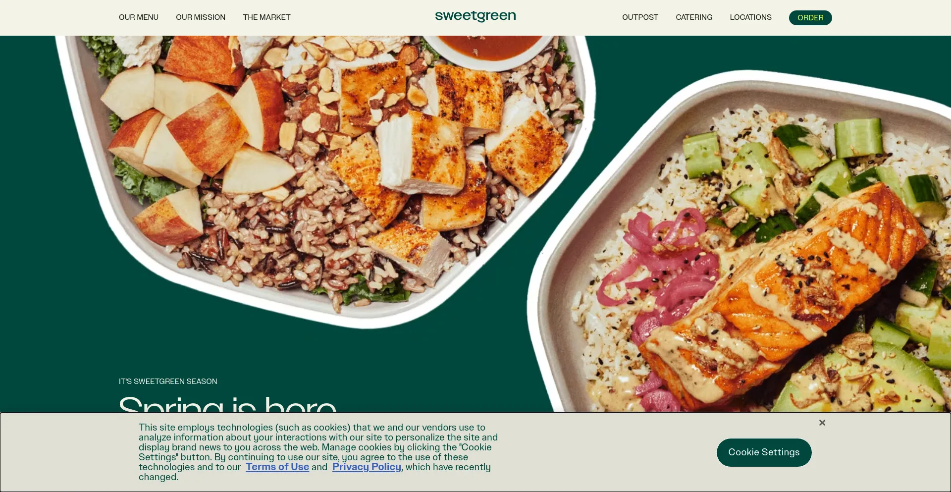 Screenshot of sweetgreen.com homepage