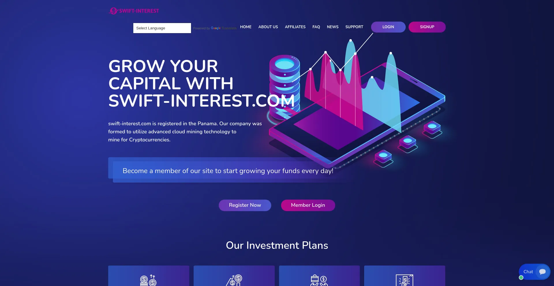 Screenshot of swift-interest.com homepage