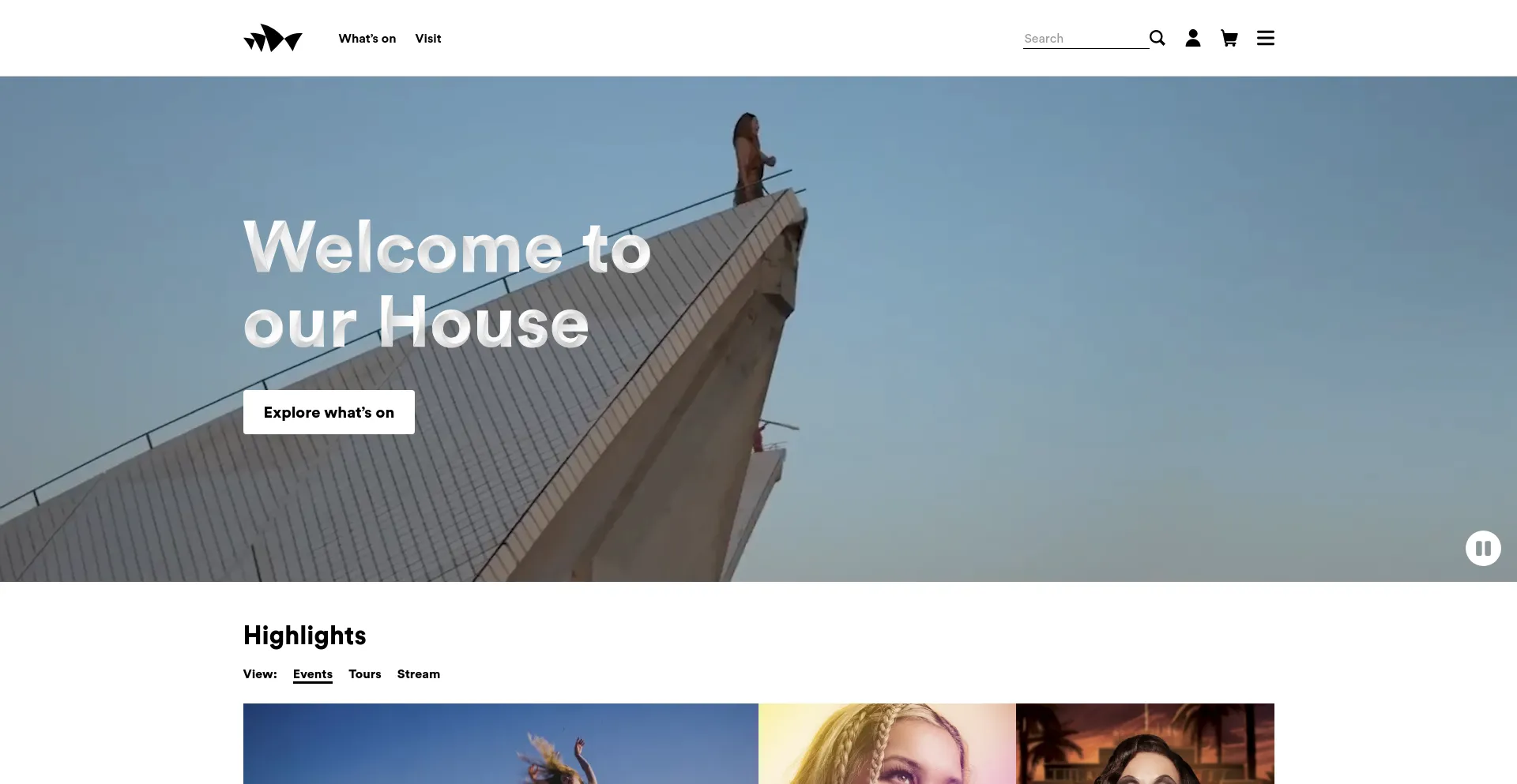 Screenshot of sydneyoperahouse.com homepage
