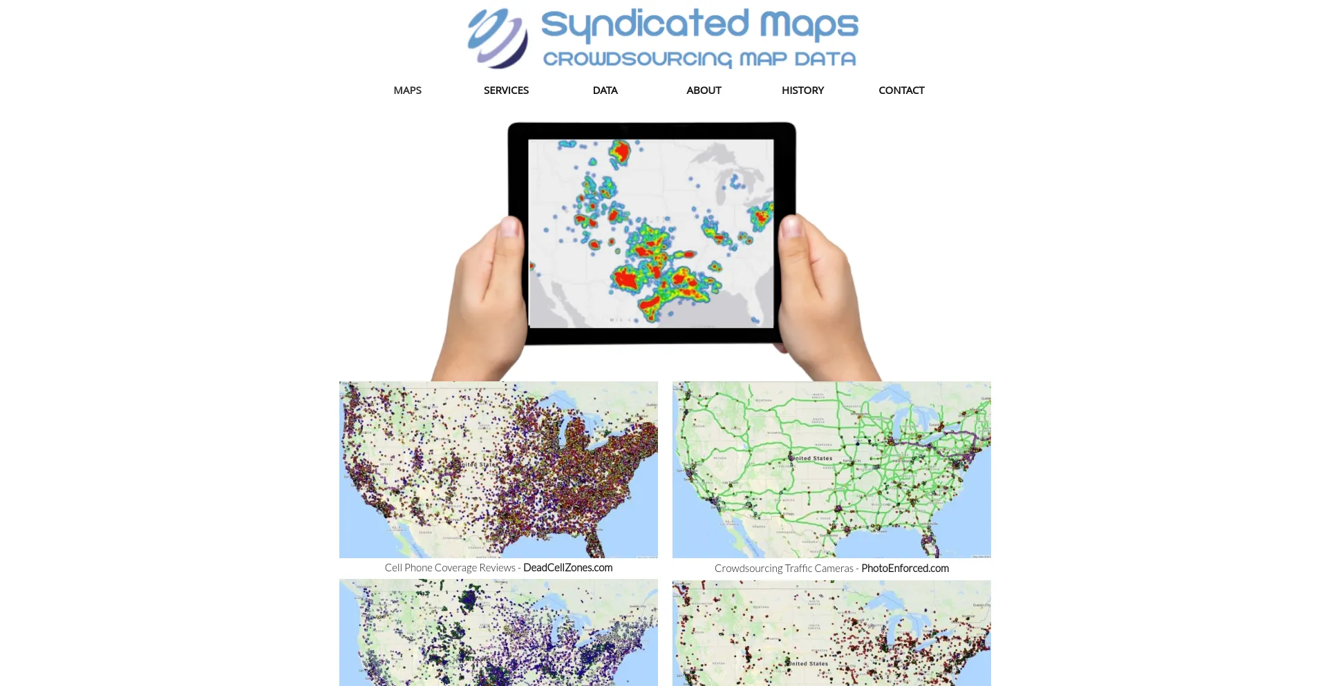 Screenshot of syndicatedmaps.com homepage