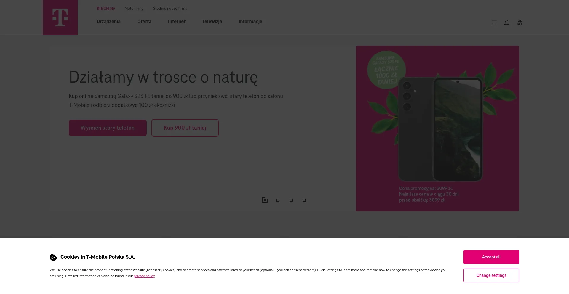 Screenshot of t-mobile.pl homepage