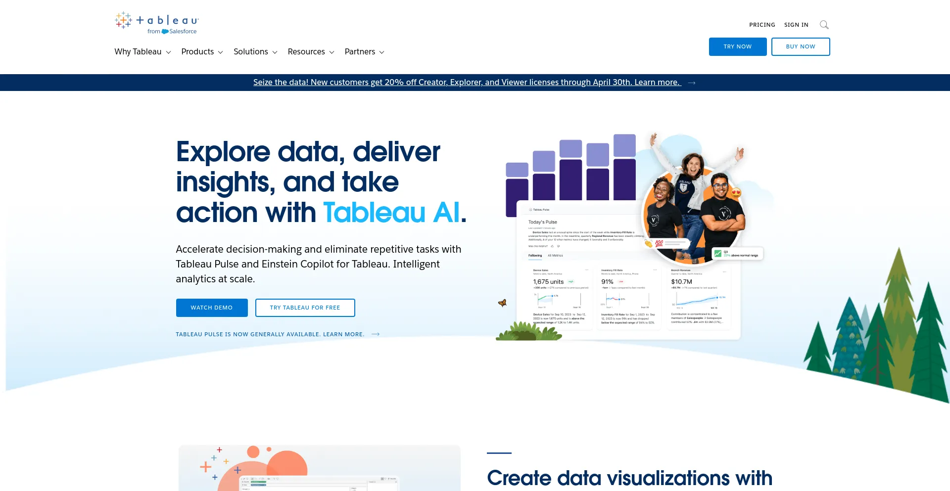 Screenshot of tableau.com homepage