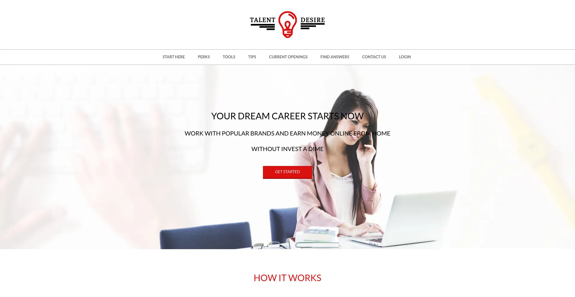 Screenshot of talentdesire.com homepage