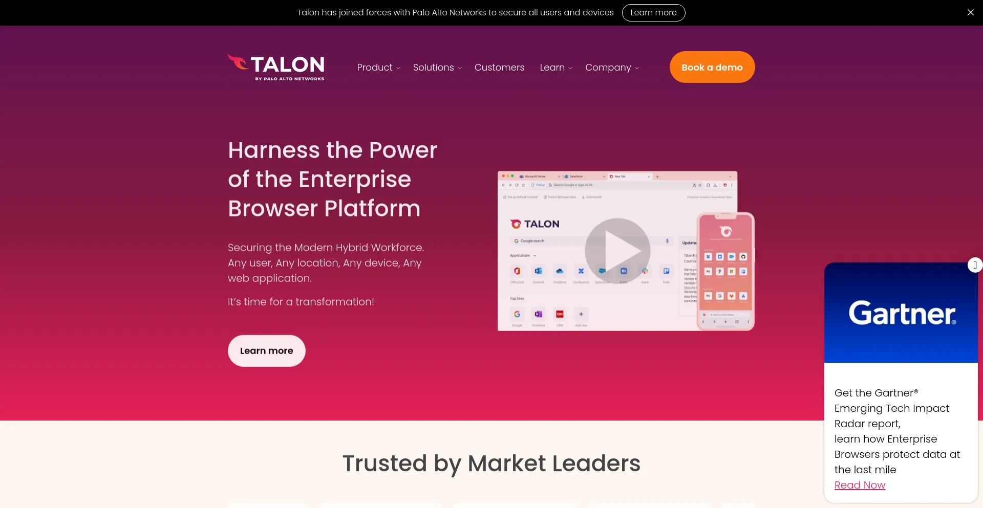 Screenshot of talon-sec.com homepage