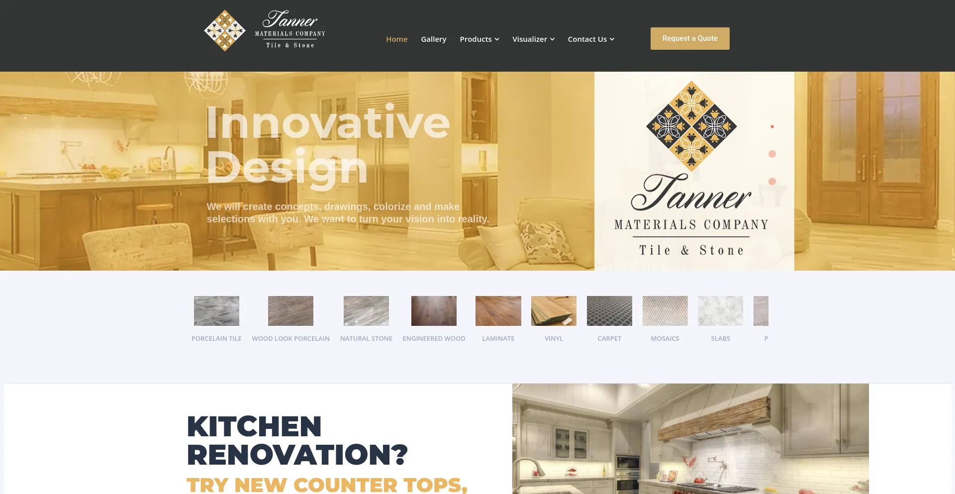 Screenshot of tannertileandstone.com homepage