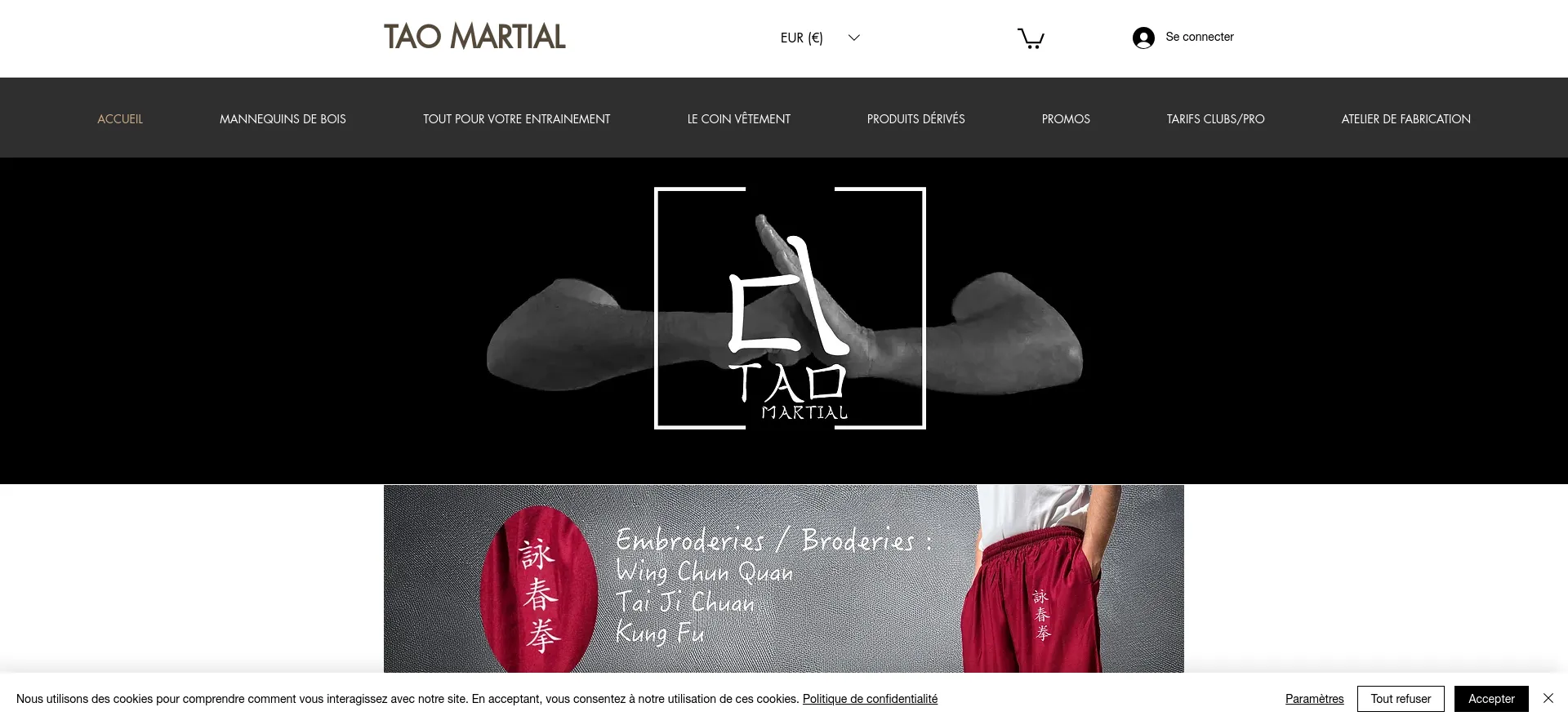 Screenshot of taomartial.com homepage