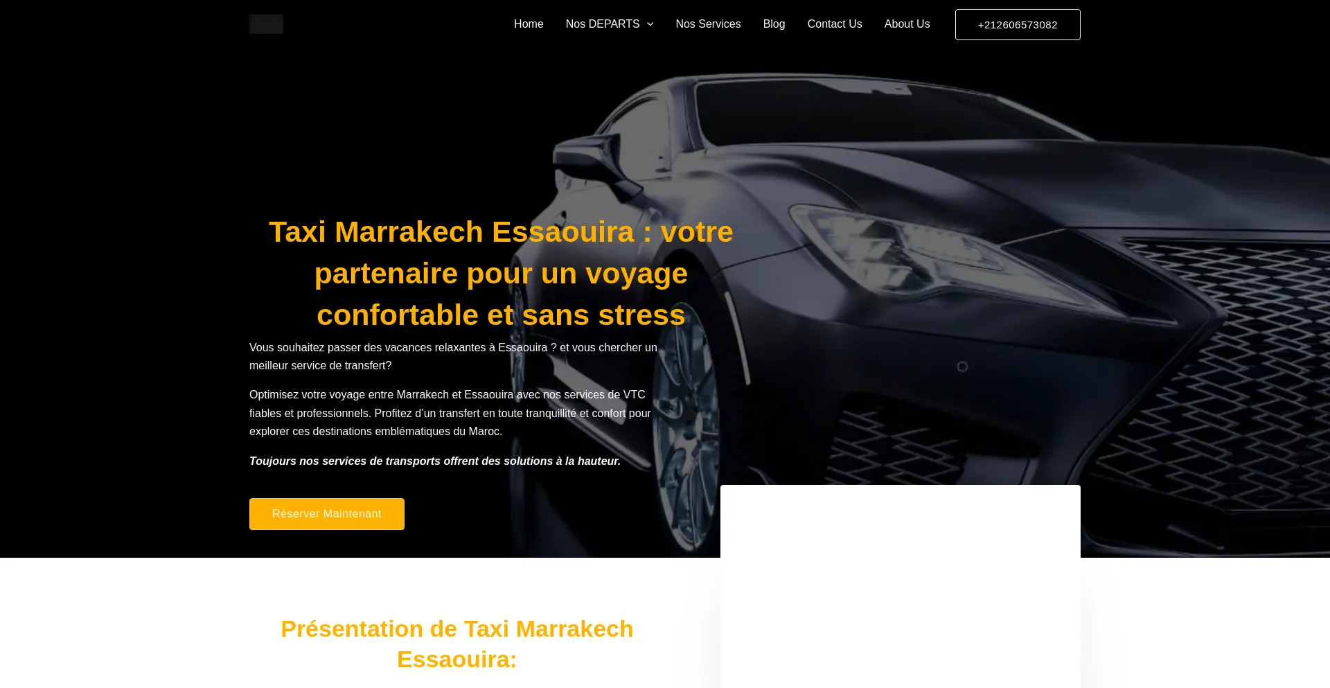 Screenshot of taxi-marrakechessaouira.com homepage