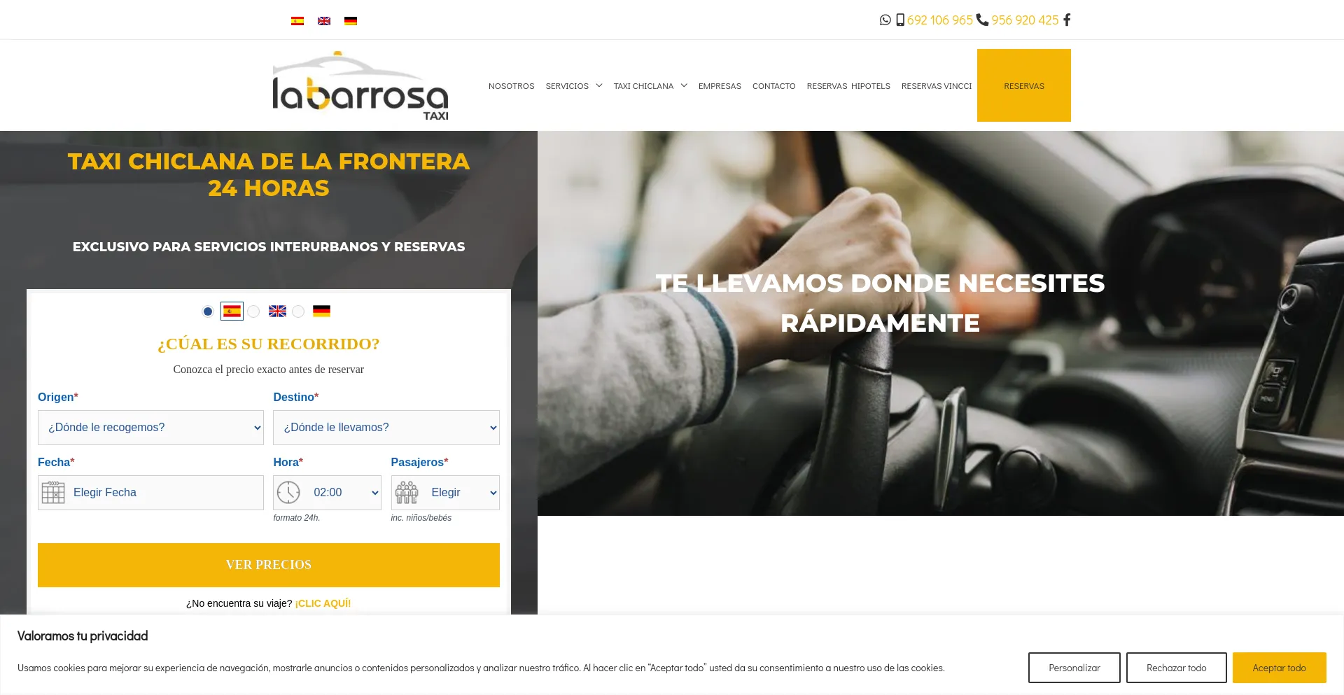 Screenshot of taxilabarrosa.com homepage