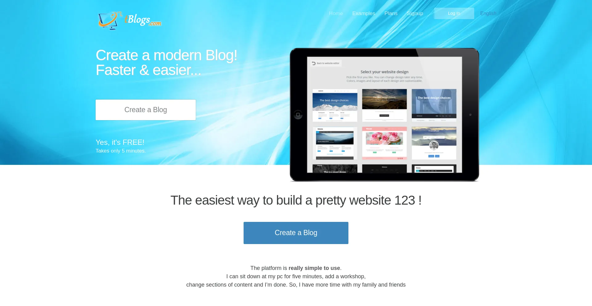 Screenshot of tblogz.com homepage