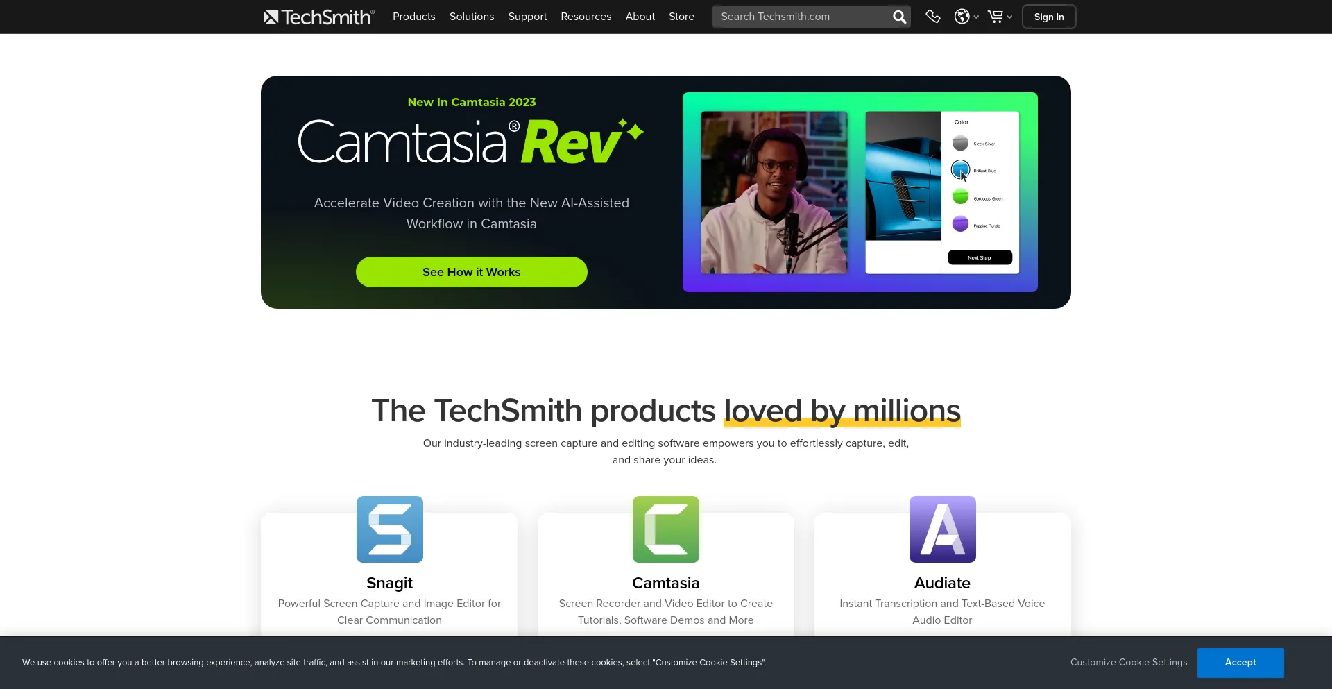 Screenshot of techsmith.com homepage