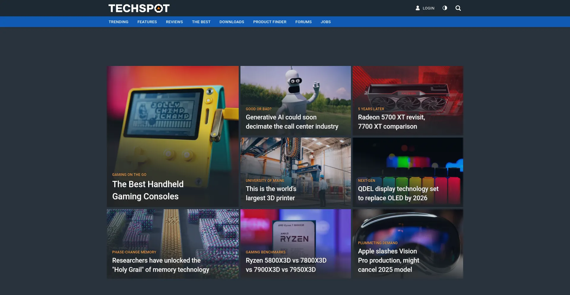 Screenshot of techspot.com homepage