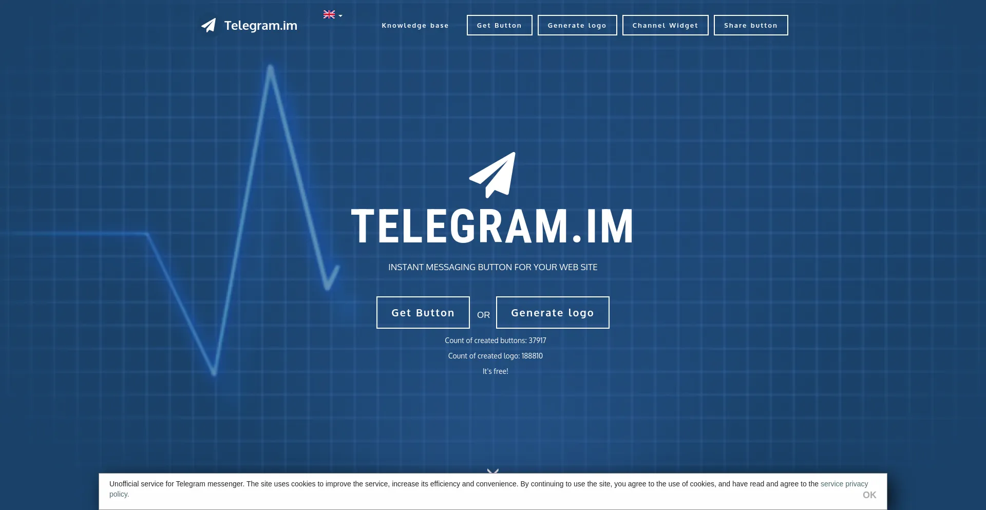 Screenshot of telegram.im homepage