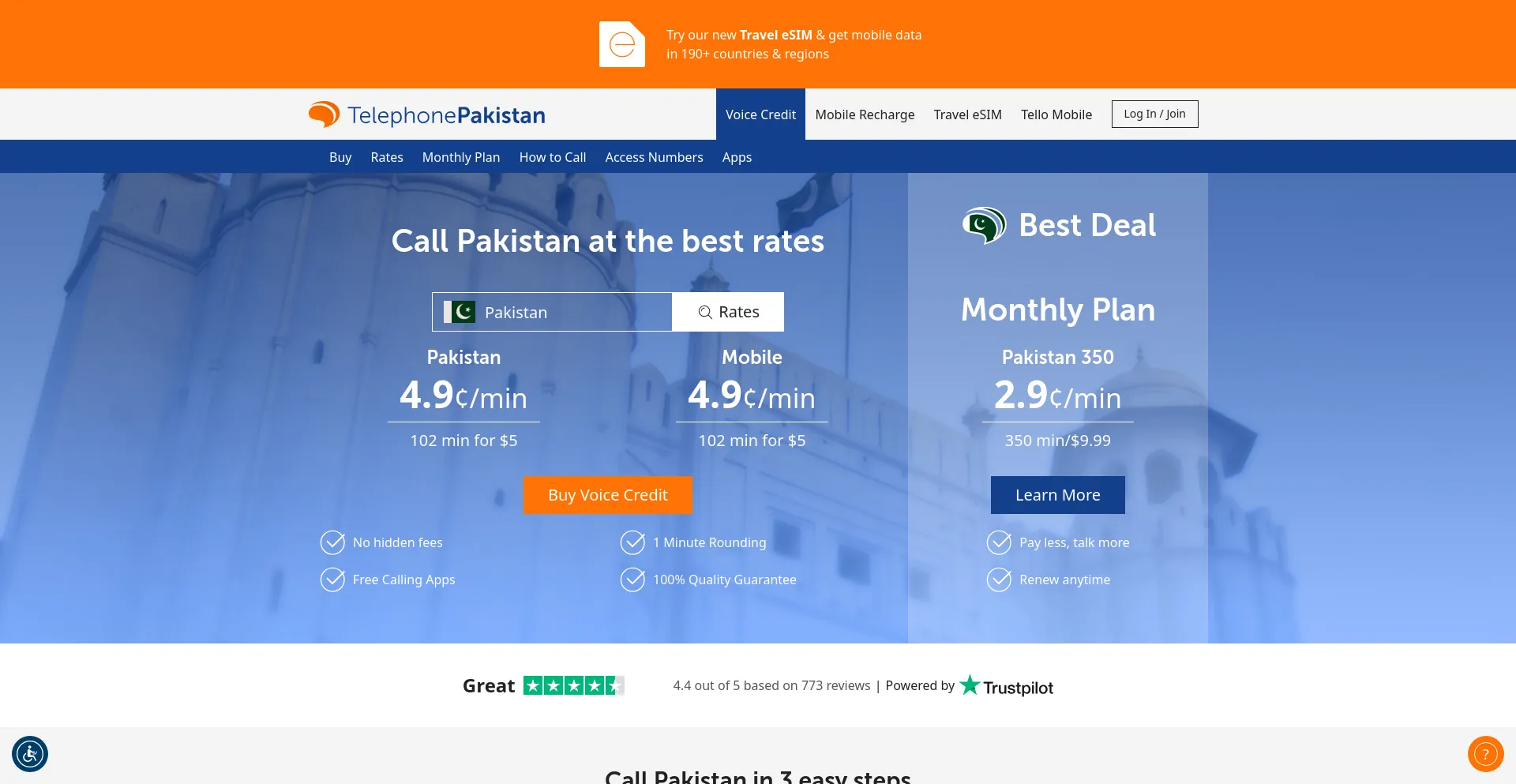 Screenshot of telephonepakistan.com homepage