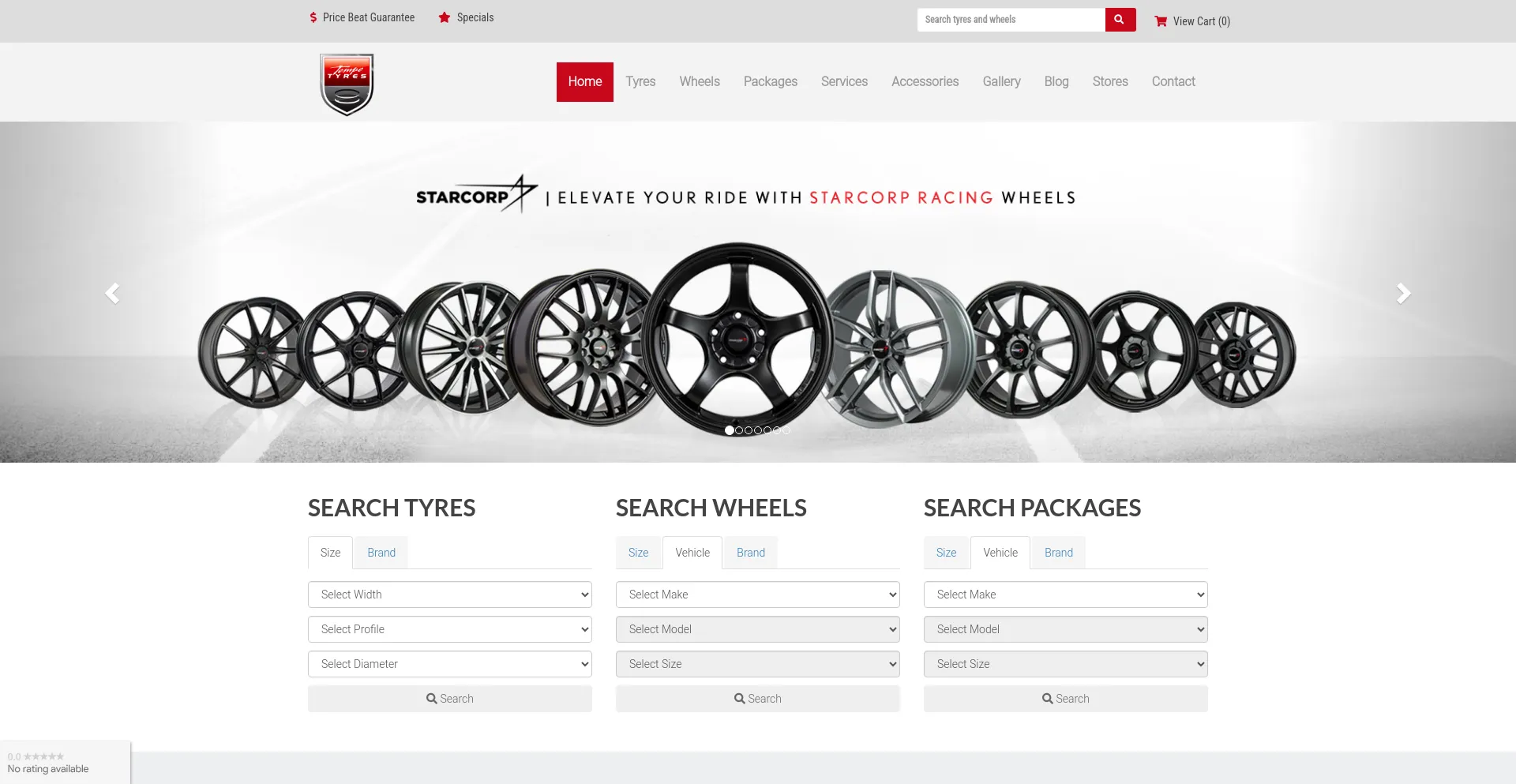 Screenshot of tempetyres.com.au homepage