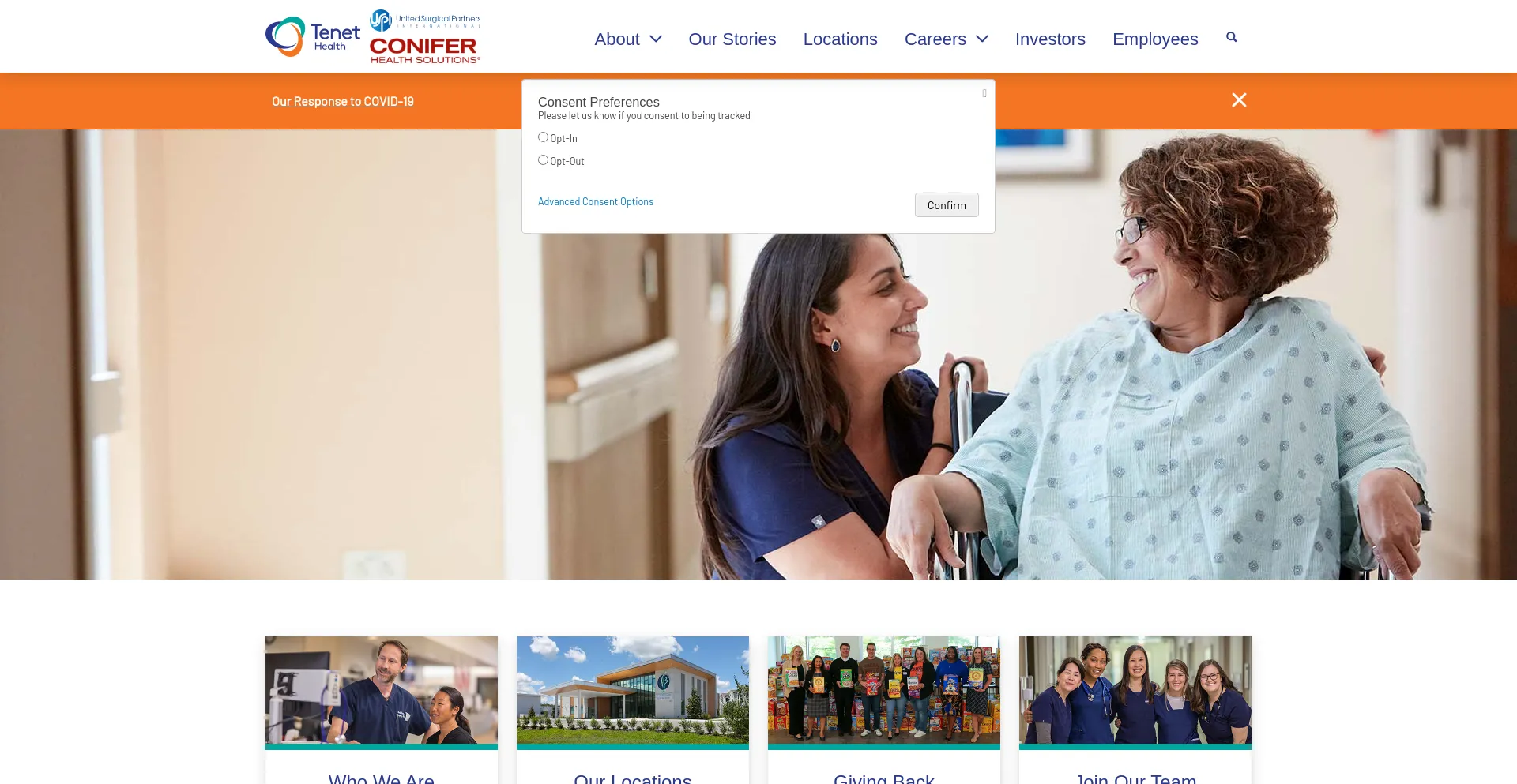 Screenshot of tenethealth.com homepage