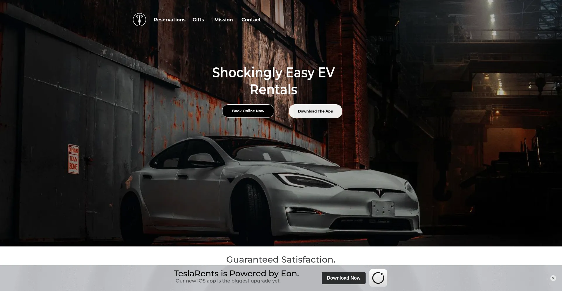 Screenshot of teslarents.com homepage