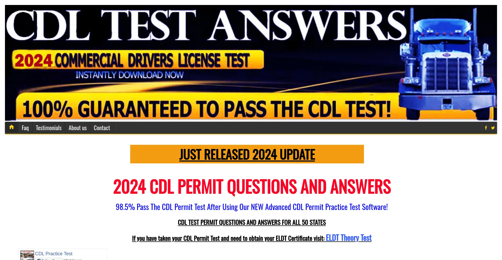 Screenshot of test-cdl.com homepage