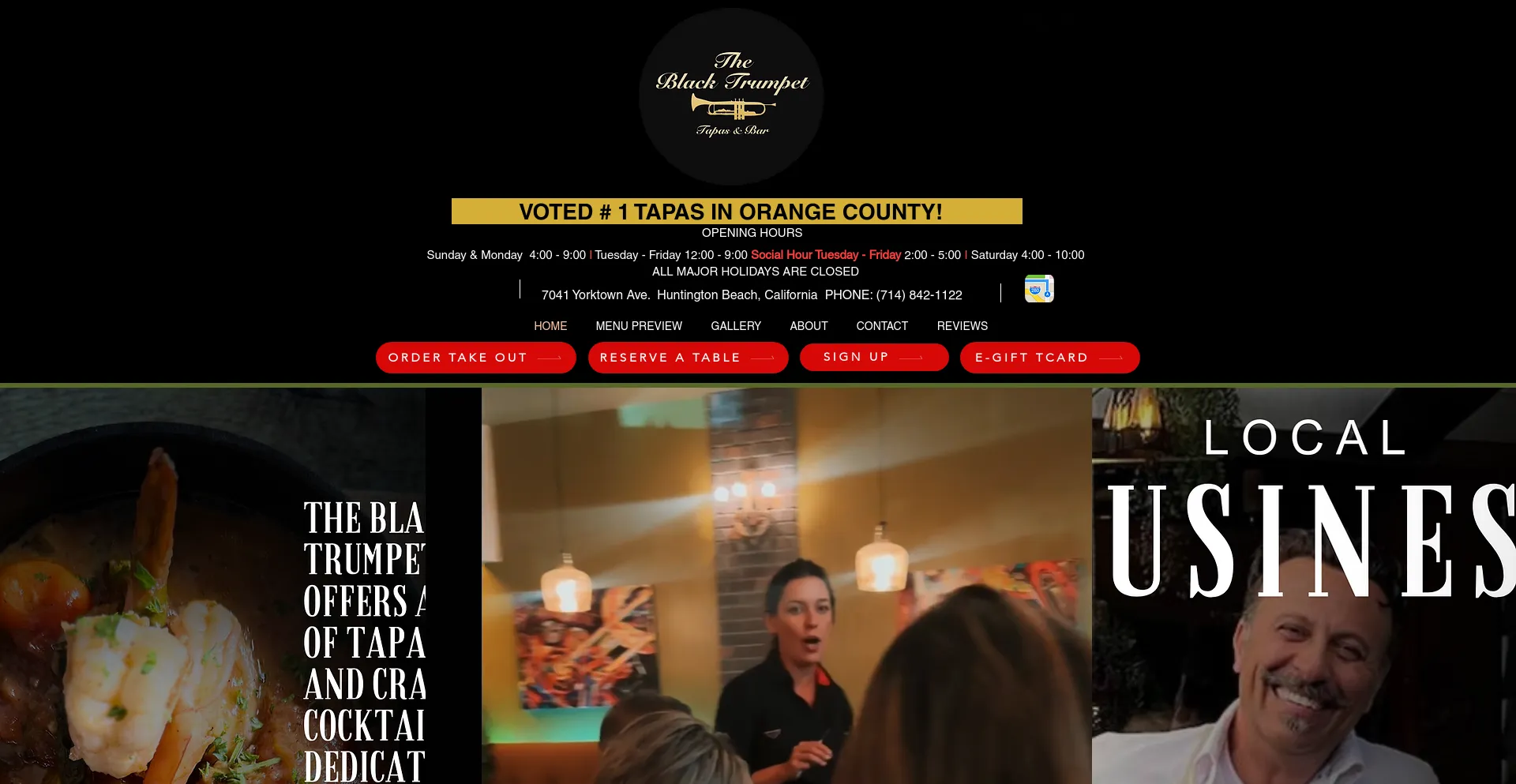 Screenshot of theblacktrumpetbistro.com homepage