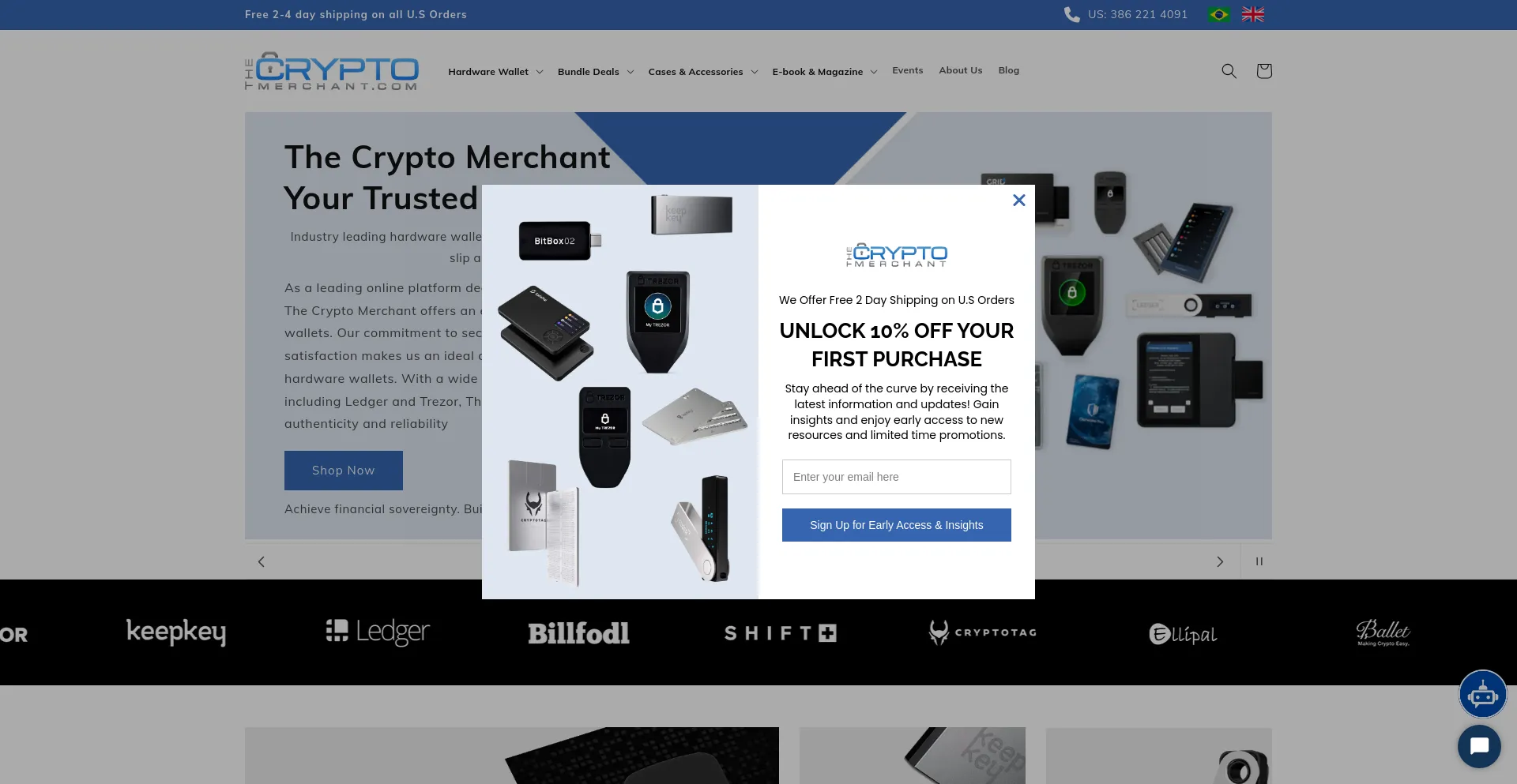 Screenshot of thecryptomerchant.com homepage