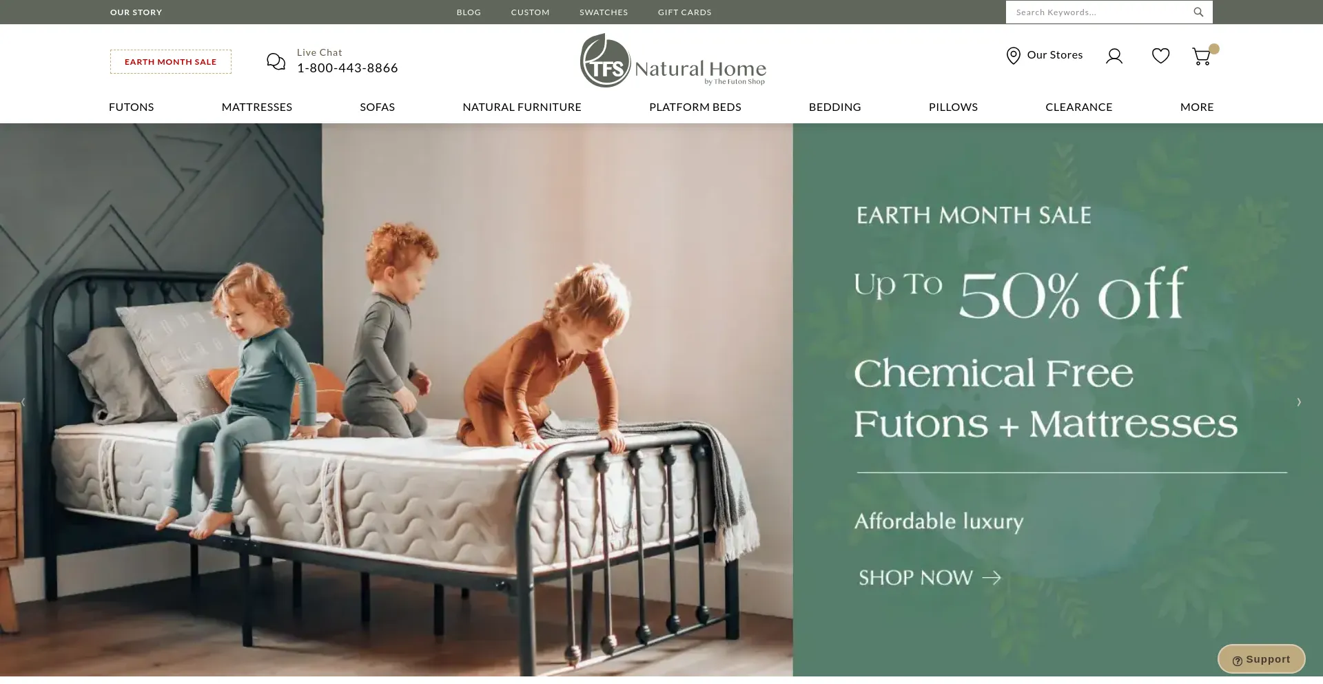 Screenshot of thefutonshop.com homepage