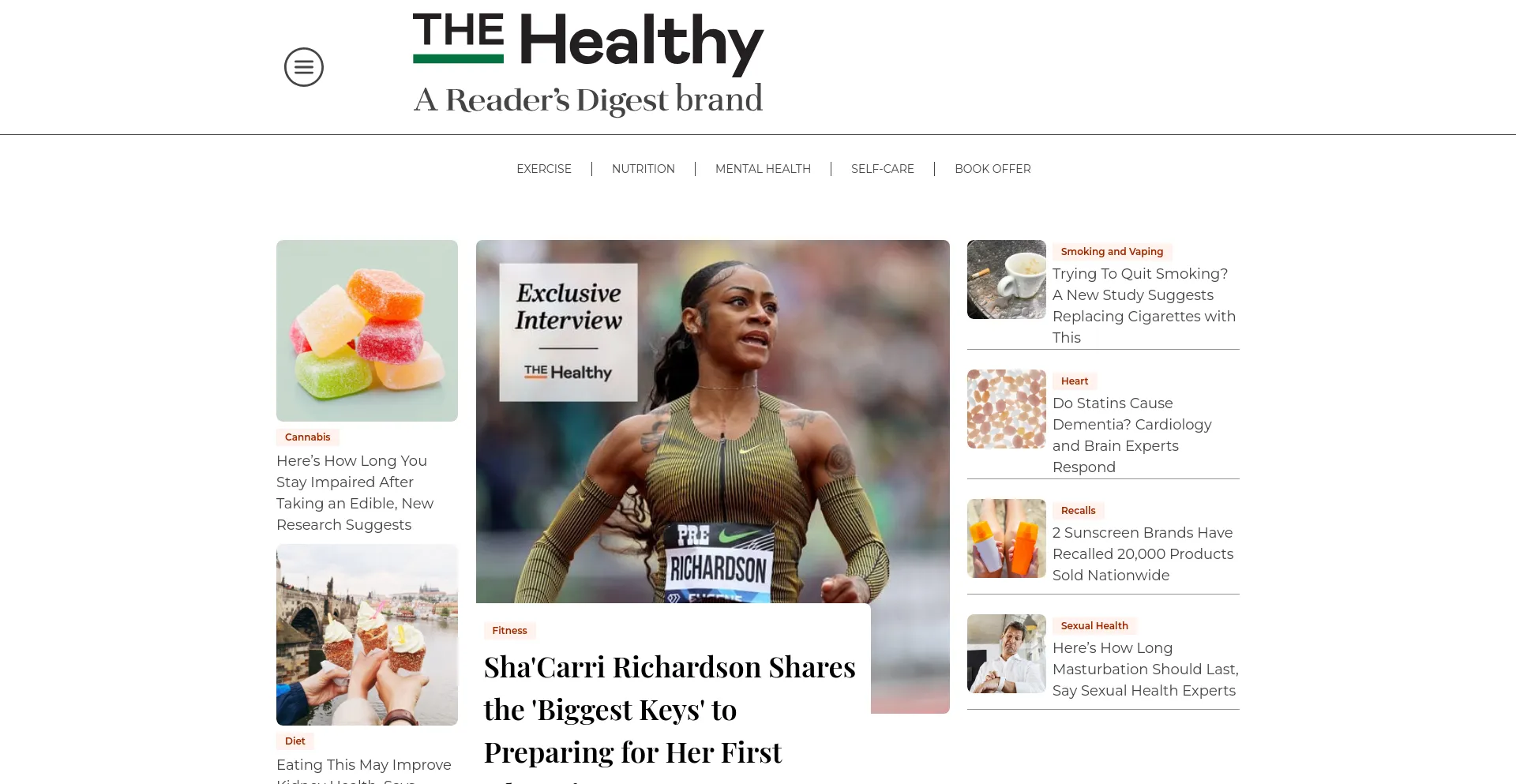 Screenshot of thehealthy.com homepage