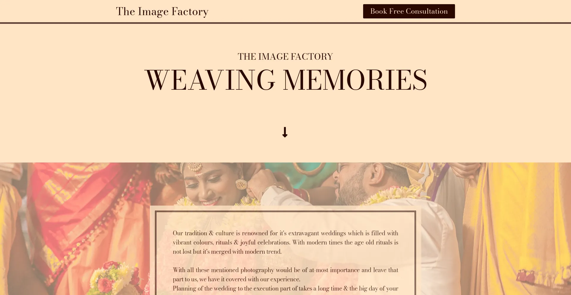 Screenshot of theimagefactory.in homepage