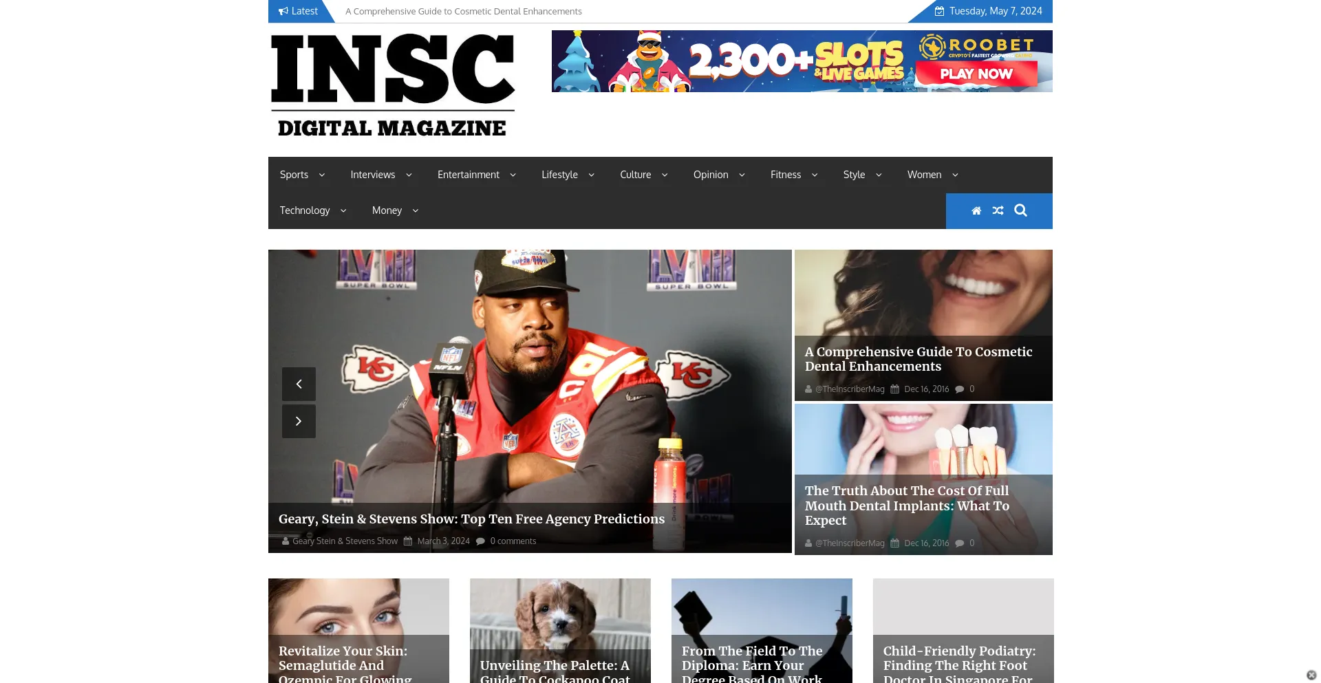 Screenshot of theinscribermag.com homepage