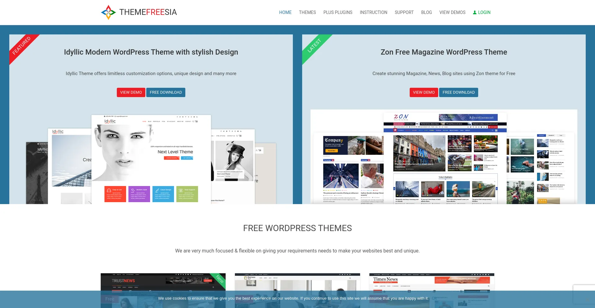 Screenshot of themefreesia.com homepage