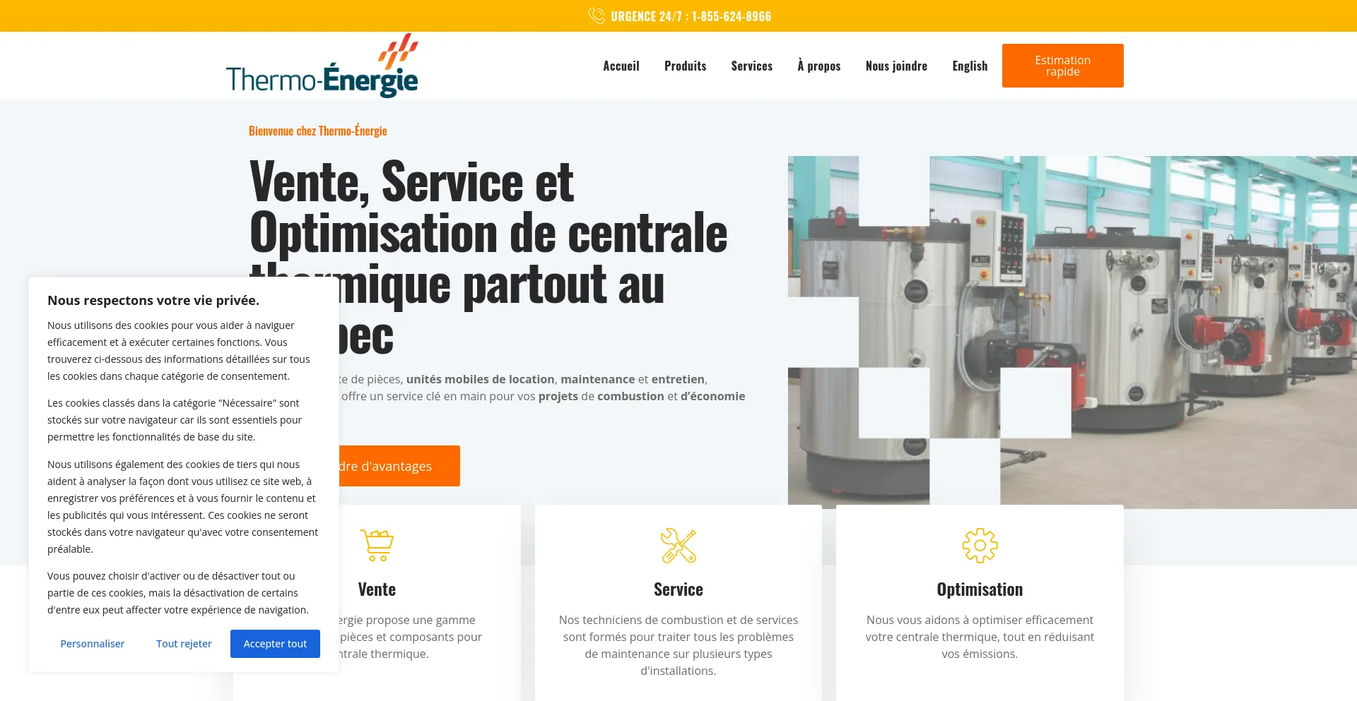 Screenshot of thermo-energie.qc.ca homepage