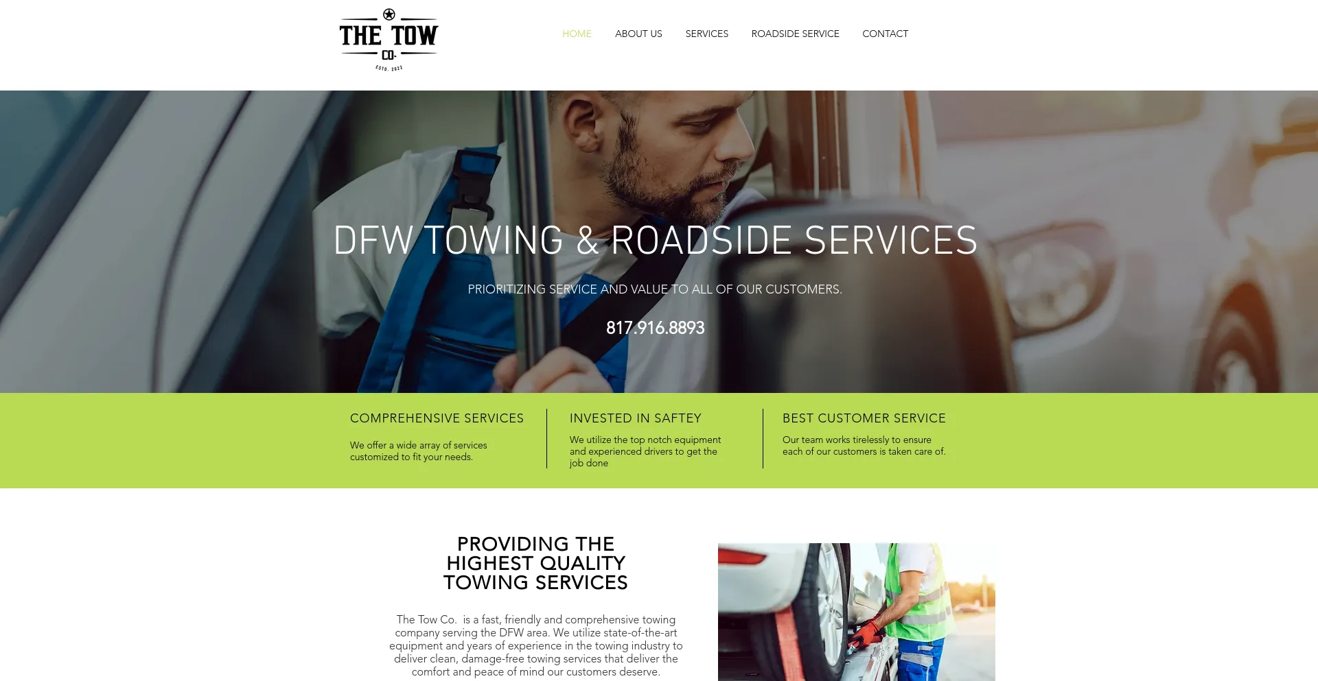 Screenshot of thetowco.com homepage