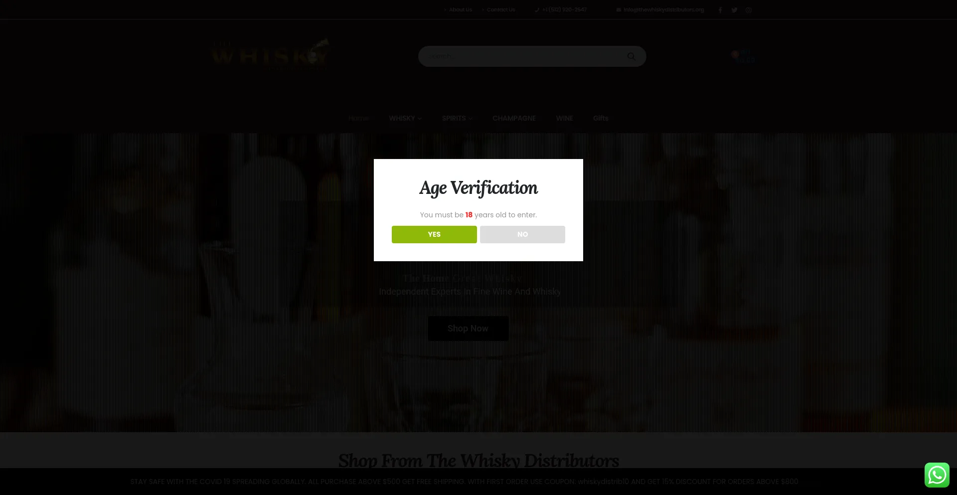 Screenshot of thewhiskydistributors.org homepage