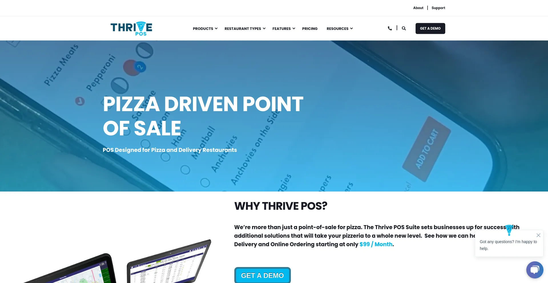 Screenshot of thrivepos.com homepage