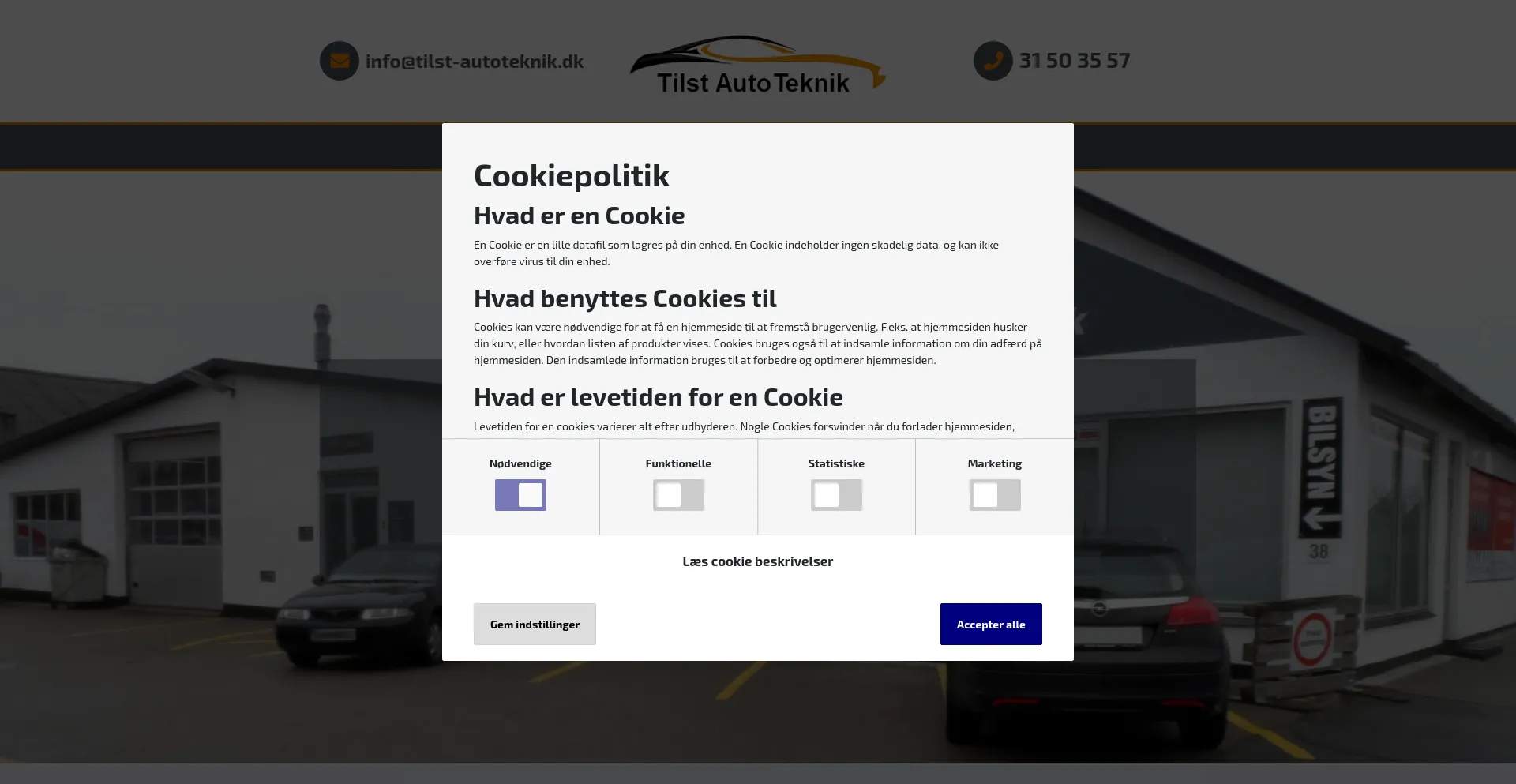 Screenshot of tilst-autoteknik.dk homepage