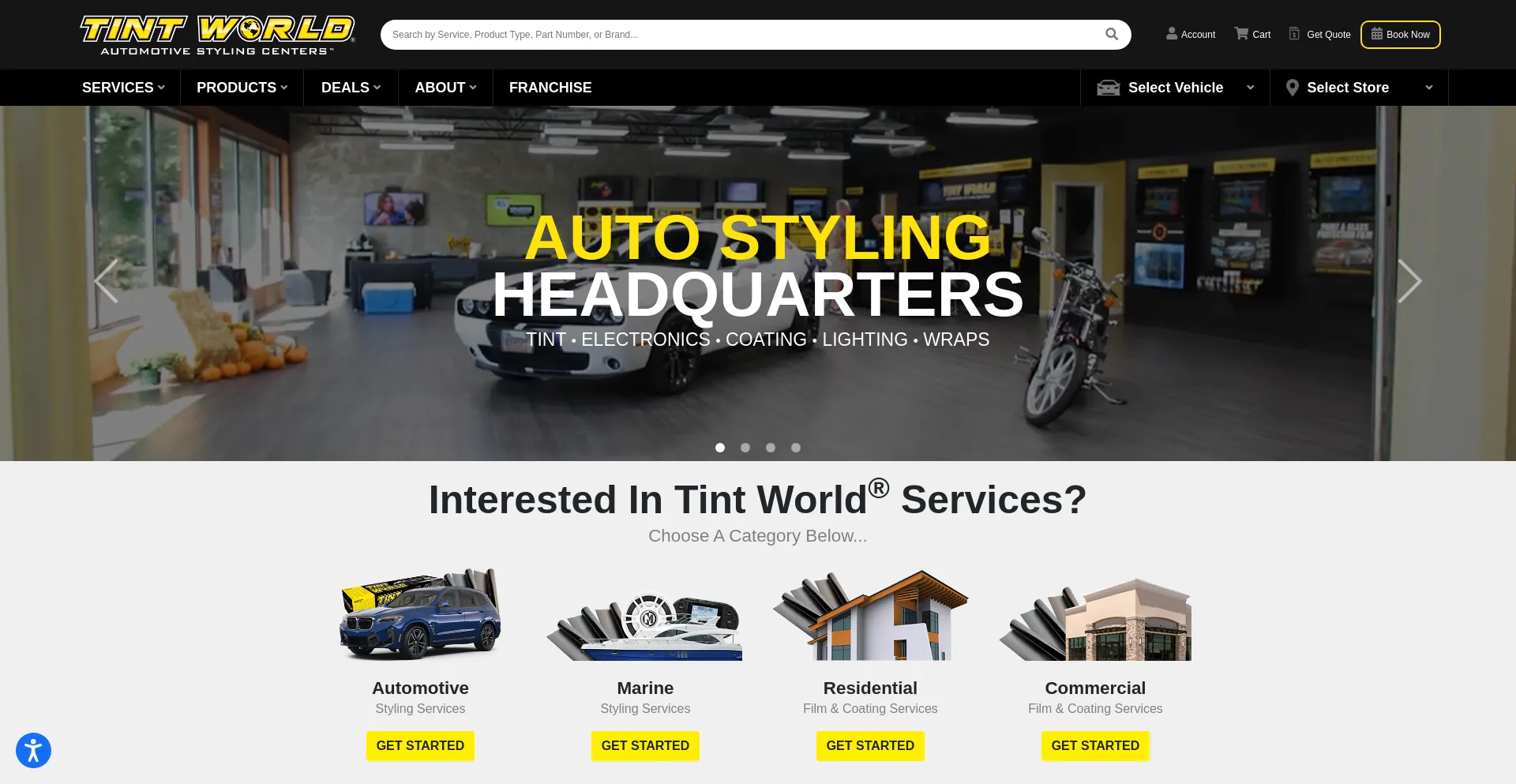 Screenshot of tintworld.com homepage